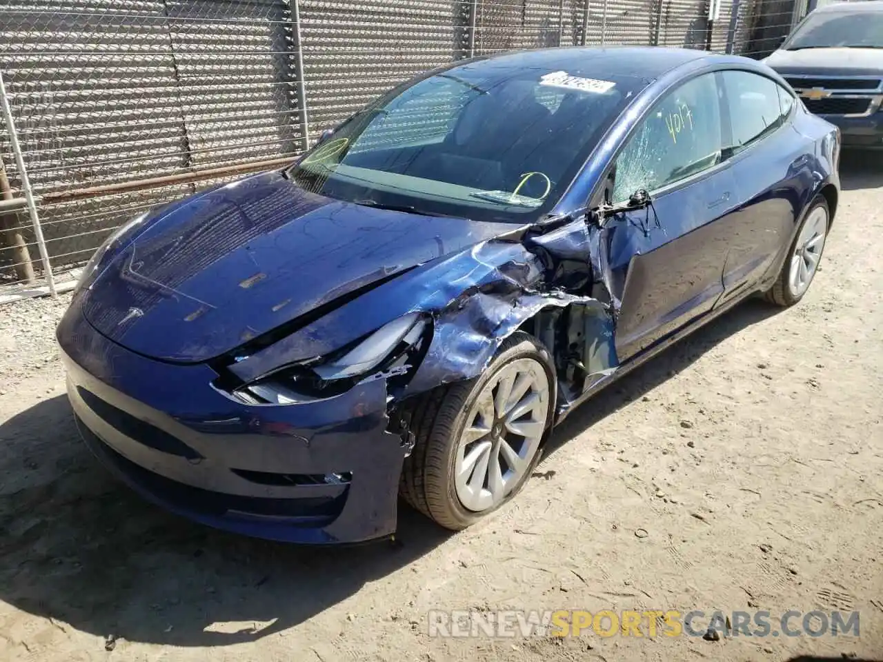 2 Photograph of a damaged car 5YJ3E1EB4NF142570 TESLA MODEL 3 2022