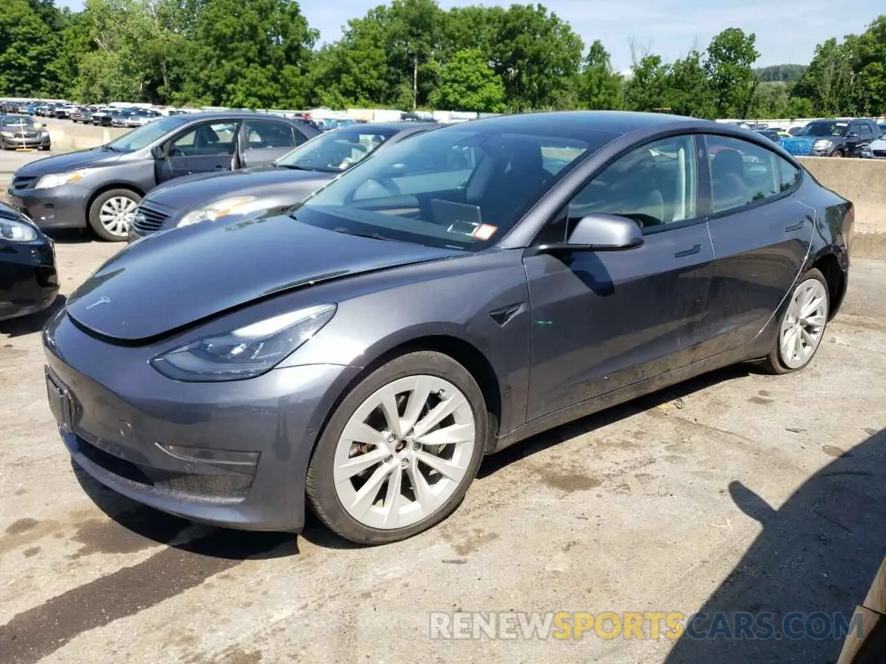 1 Photograph of a damaged car 5YJ3E1EB5NF105785 TESLA MODEL 3 2022
