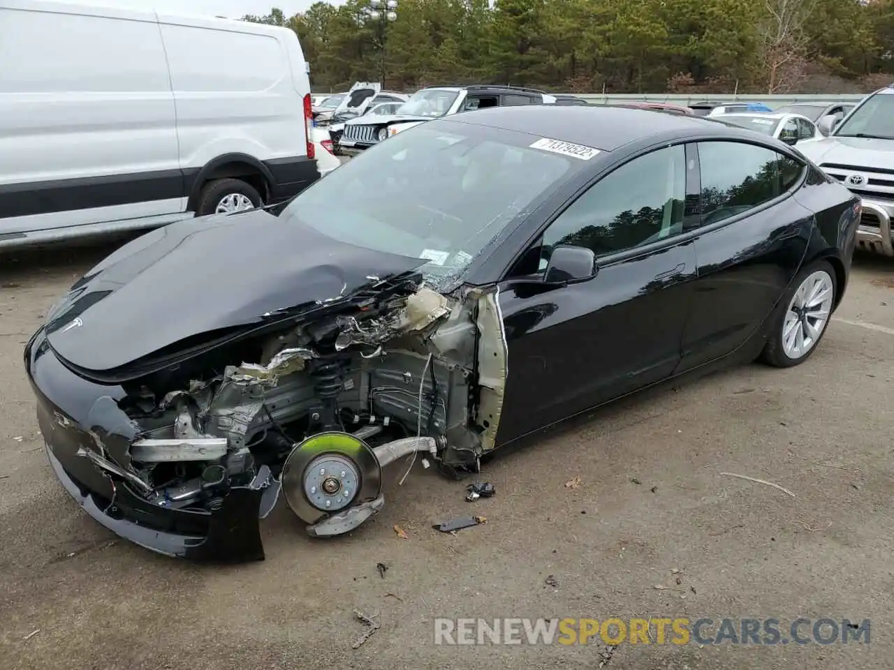 1 Photograph of a damaged car 5YJ3E1EB5NF123476 TESLA MODEL 3 2022