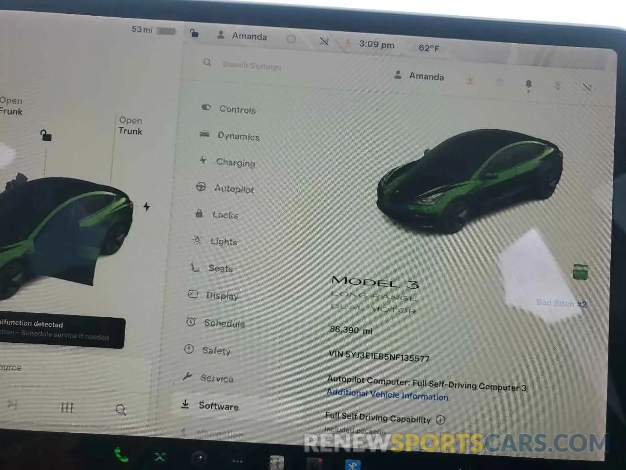 9 Photograph of a damaged car 5YJ3E1EB5NF135577 TESLA MODEL 3 2022