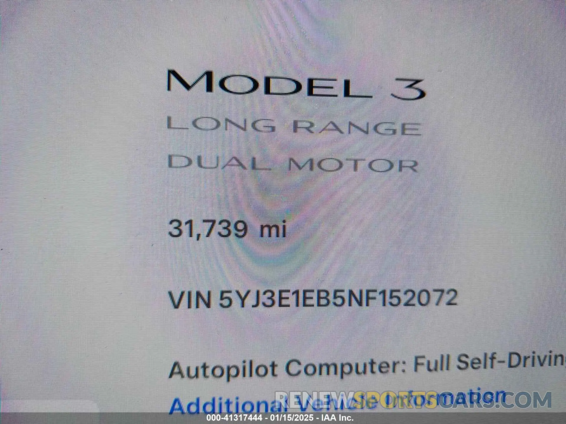 16 Photograph of a damaged car 5YJ3E1EB5NF152072 TESLA MODEL 3 2022