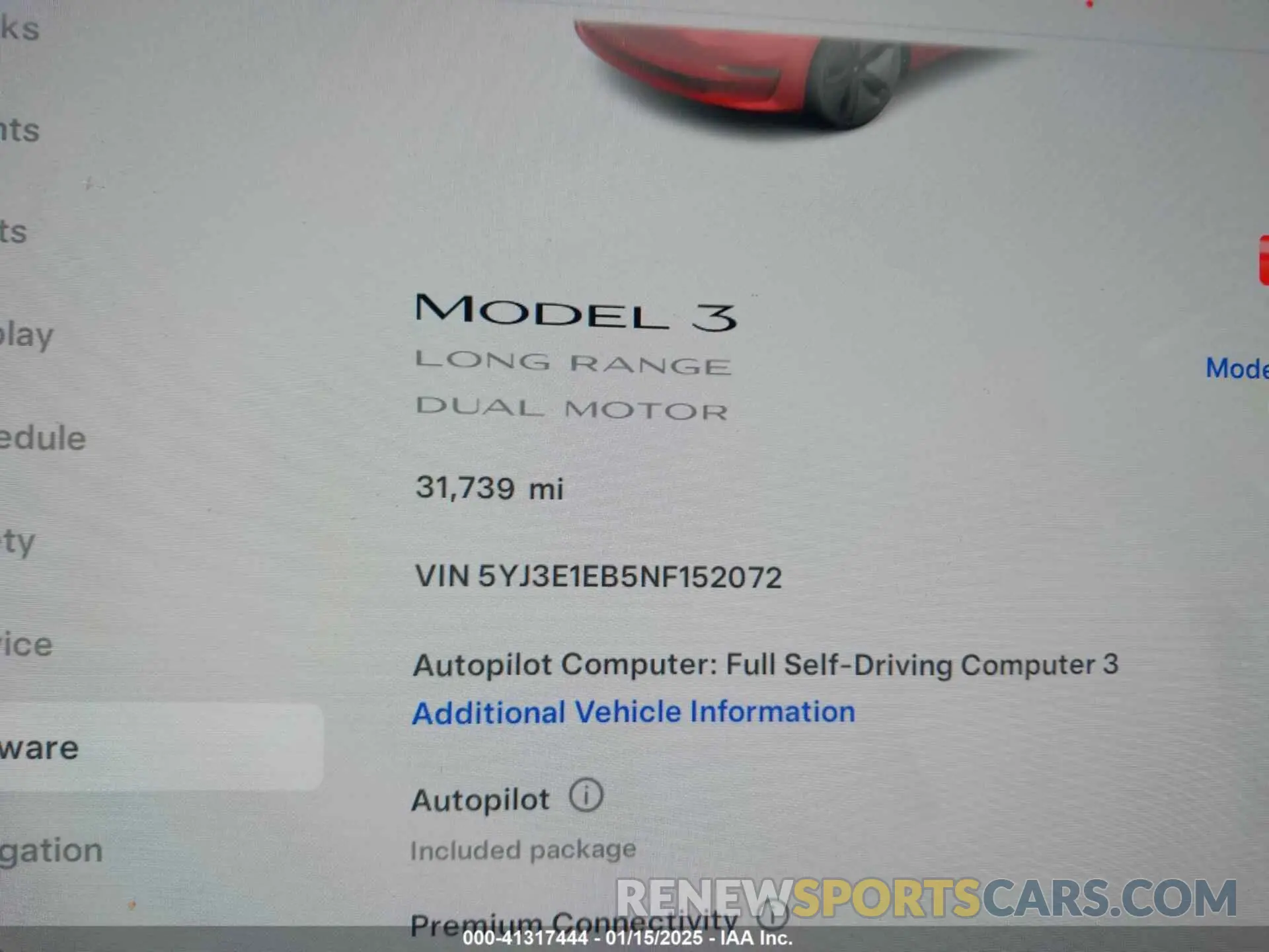 7 Photograph of a damaged car 5YJ3E1EB5NF152072 TESLA MODEL 3 2022