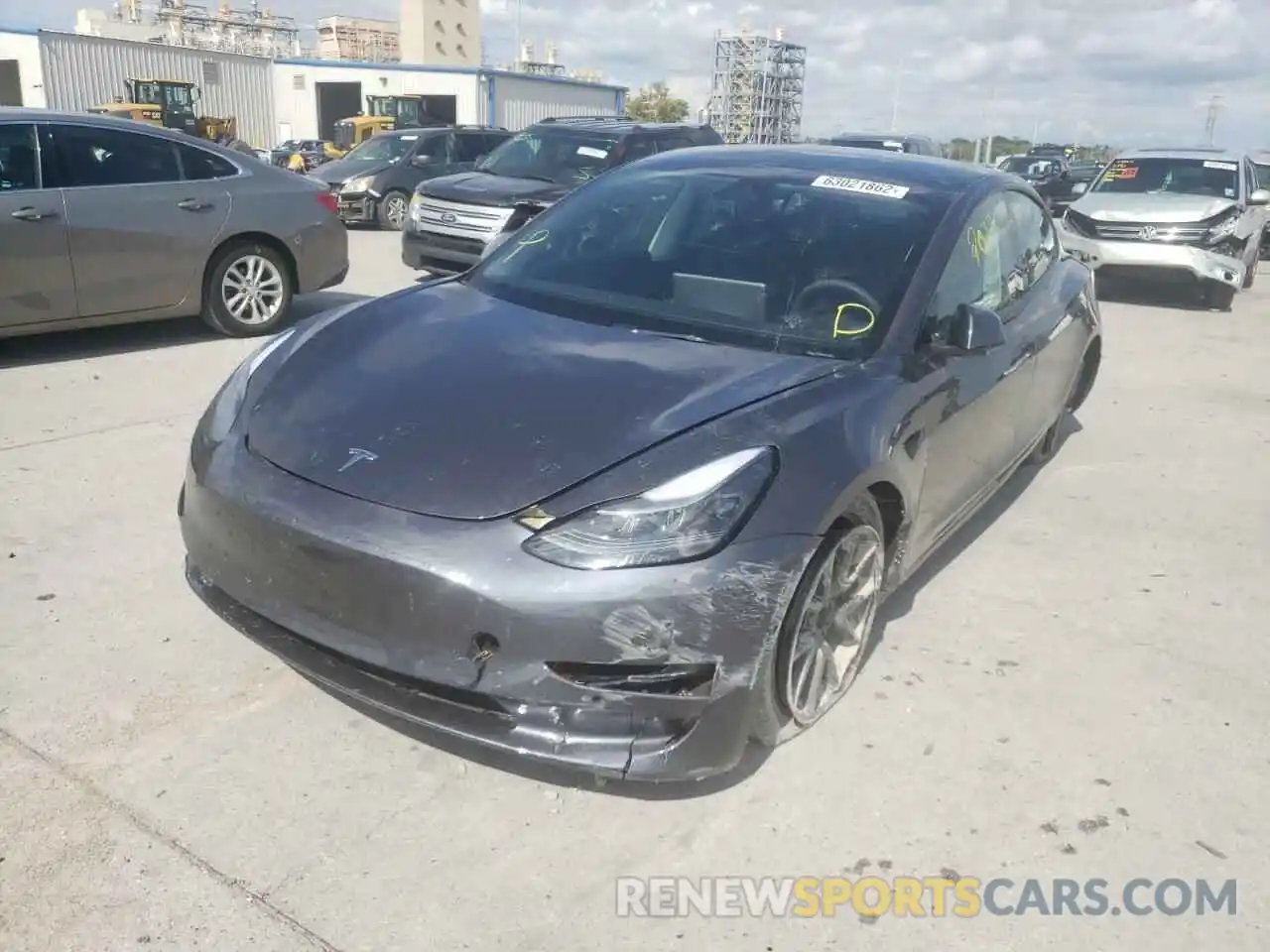 2 Photograph of a damaged car 5YJ3E1EB5NF192796 TESLA MODEL 3 2022