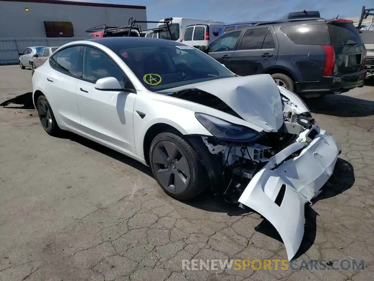 1 Photograph of a damaged car 5YJ3E1EB5NF257582 TESLA MODEL 3 2022