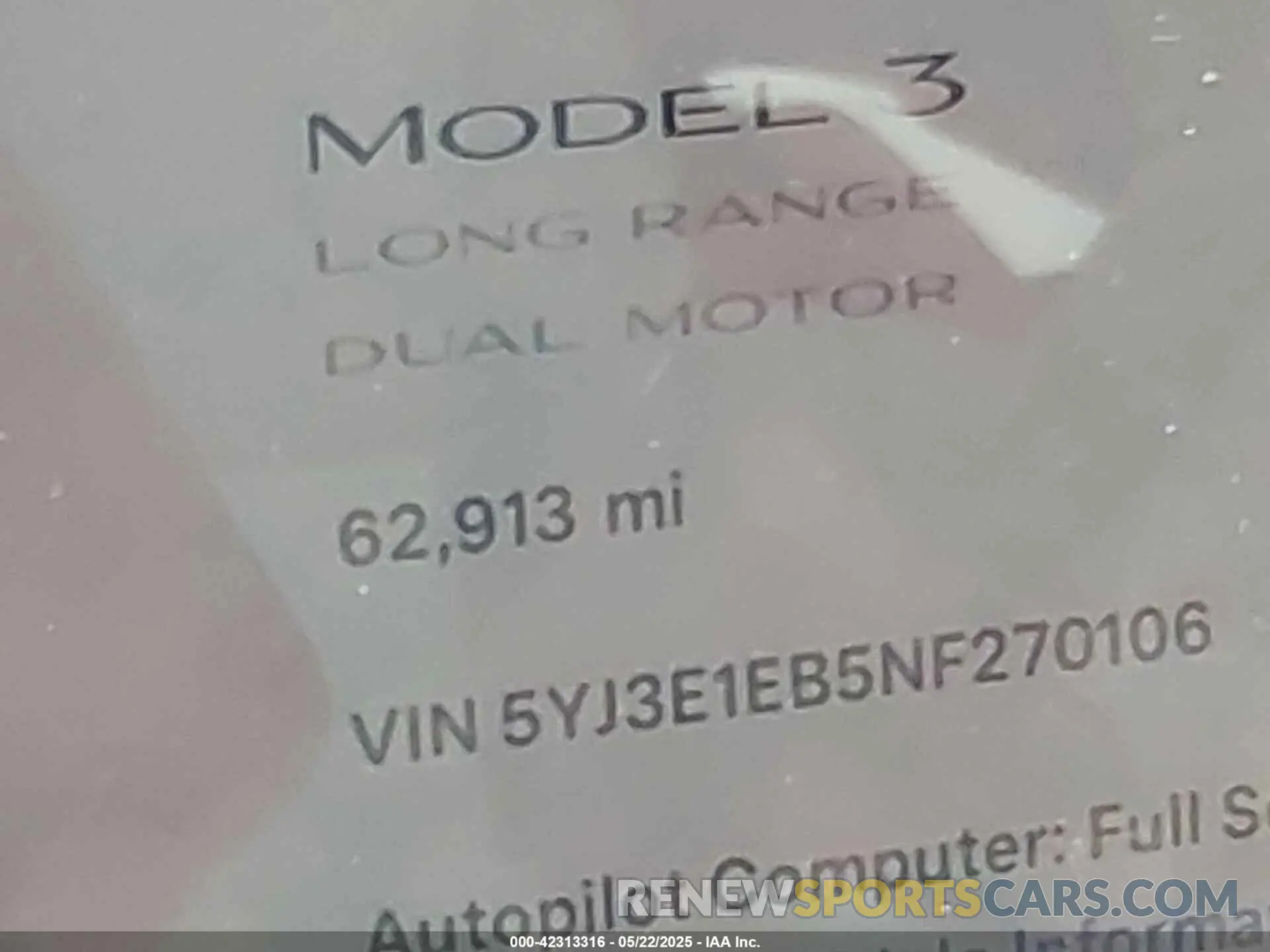 14 Photograph of a damaged car 5YJ3E1EB5NF270106 TESLA MODEL 3 2022