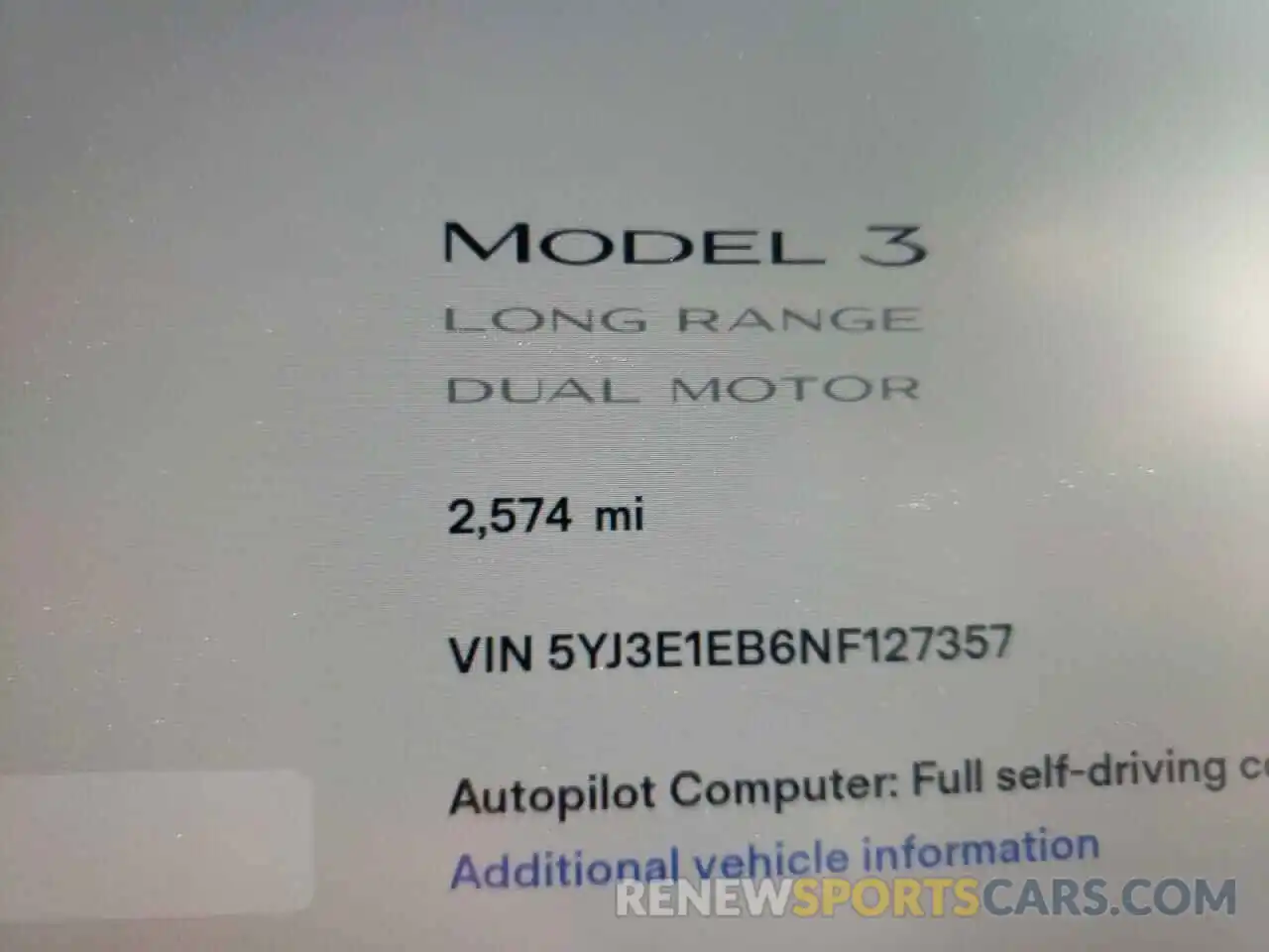 8 Photograph of a damaged car 5YJ3E1EB6NF127357 TESLA MODEL 3 2022