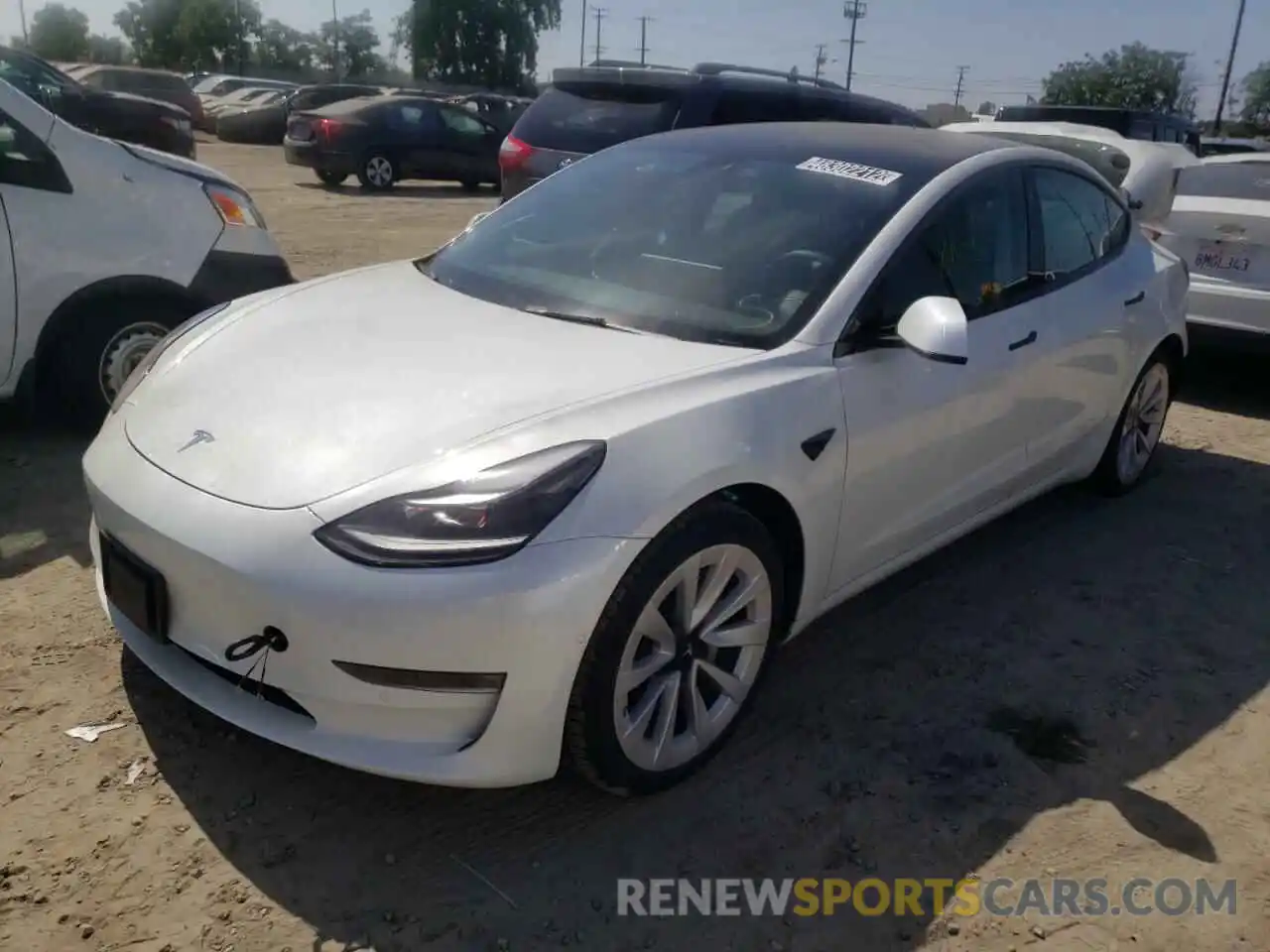 2 Photograph of a damaged car 5YJ3E1EB6NF144191 TESLA MODEL 3 2022