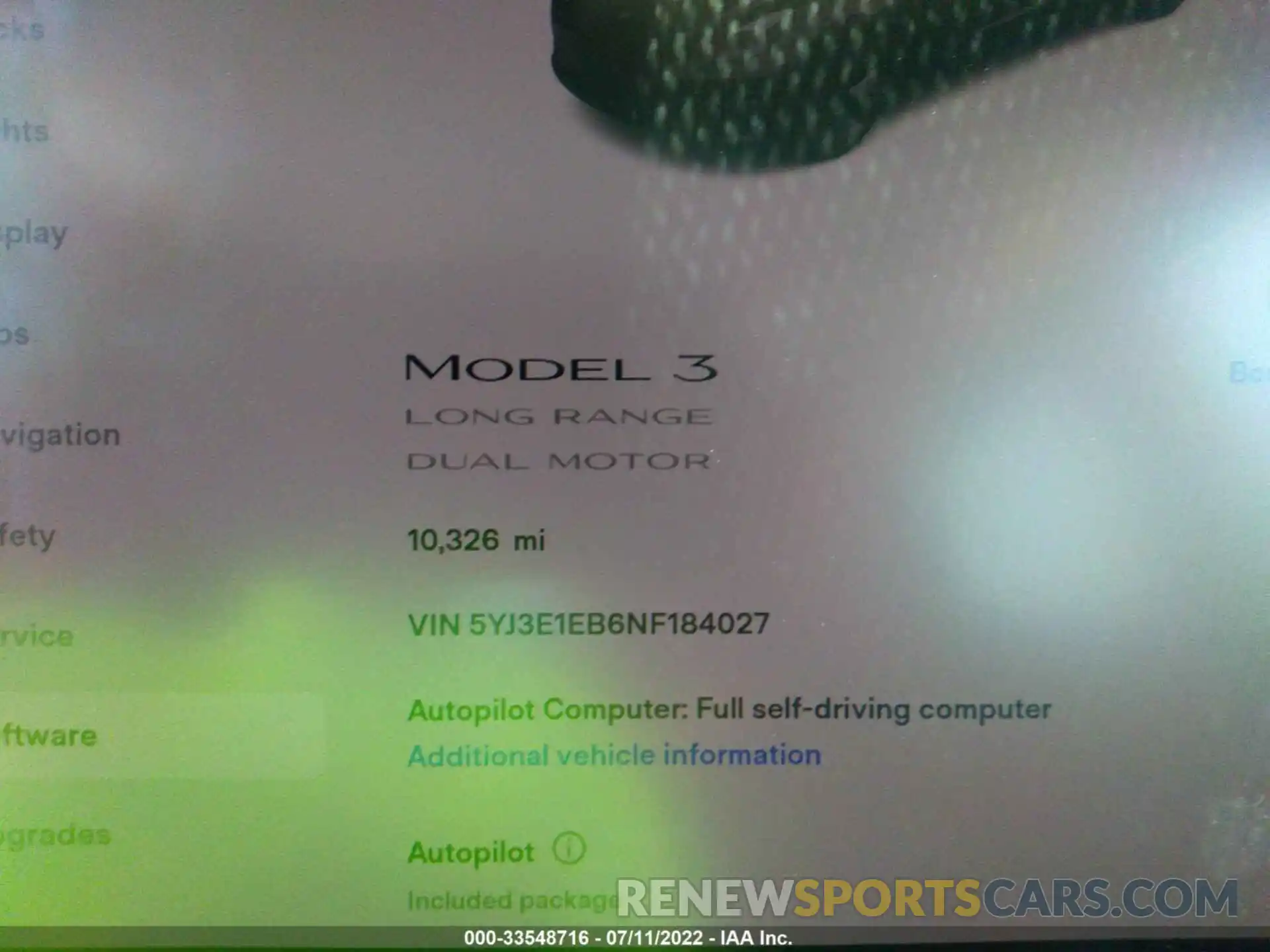 7 Photograph of a damaged car 5YJ3E1EB6NF184027 TESLA MODEL 3 2022