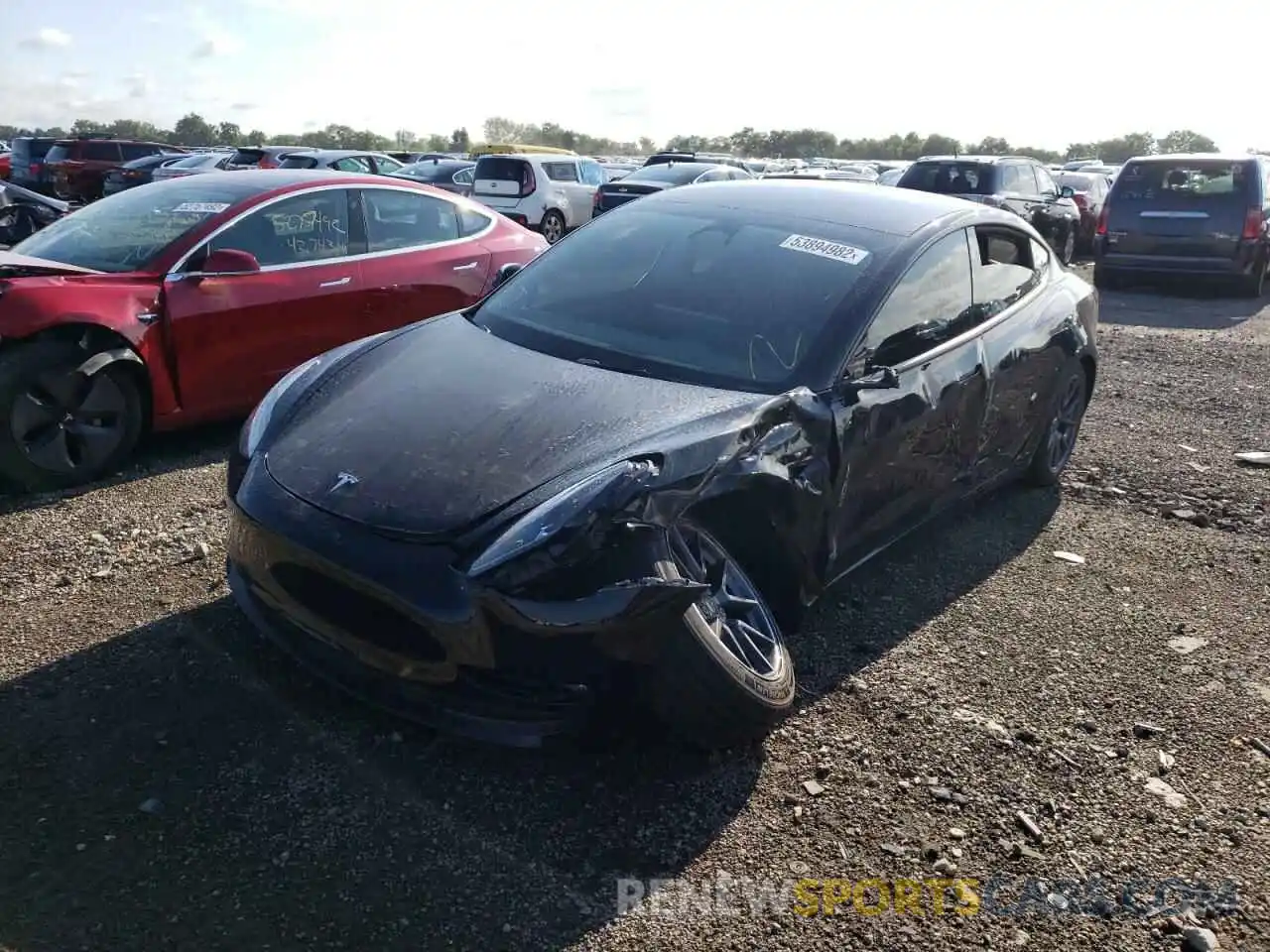 2 Photograph of a damaged car 5YJ3E1EB6NF250544 TESLA MODEL 3 2022