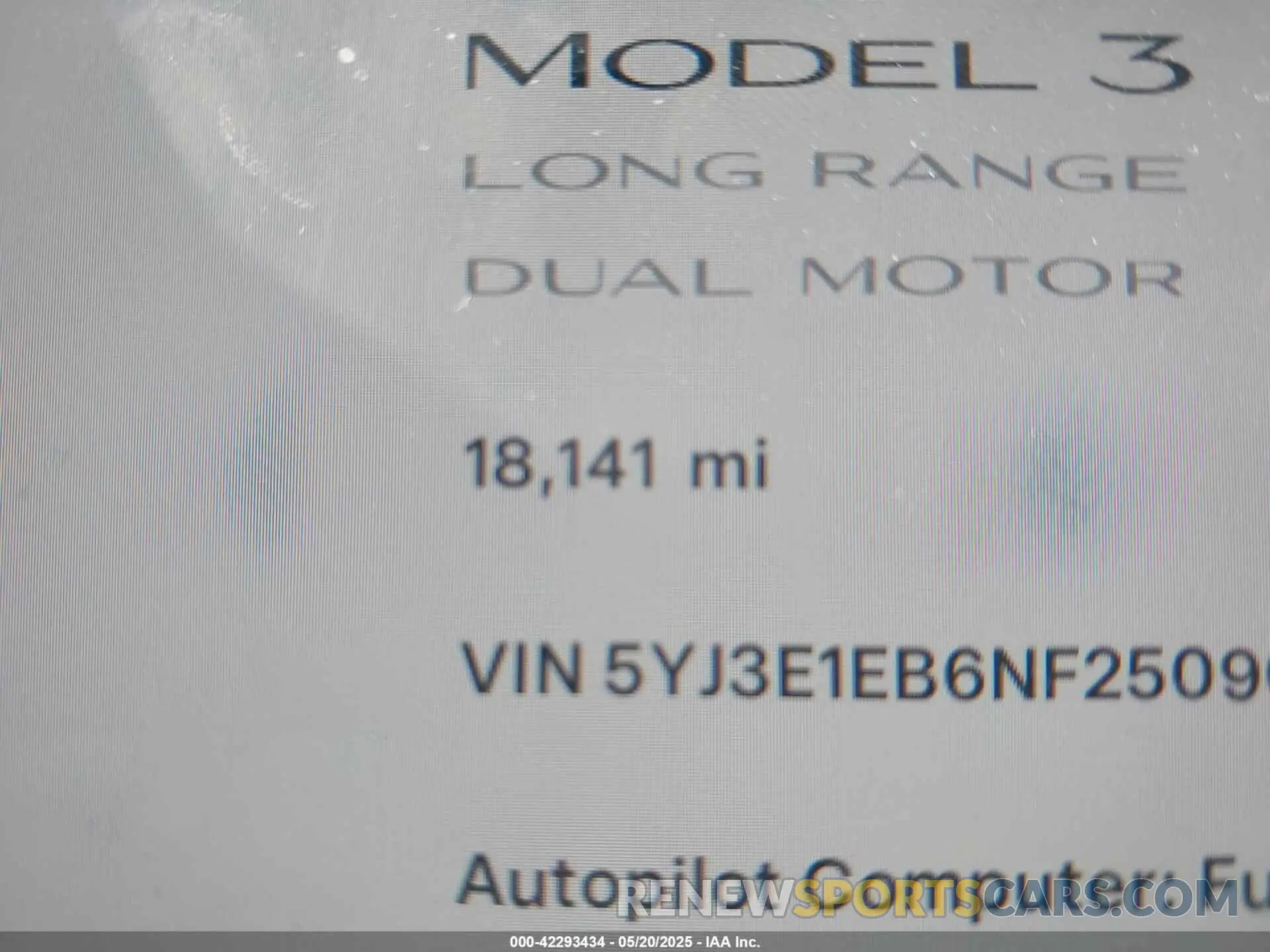 16 Photograph of a damaged car 5YJ3E1EB6NF250964 TESLA MODEL 3 2022