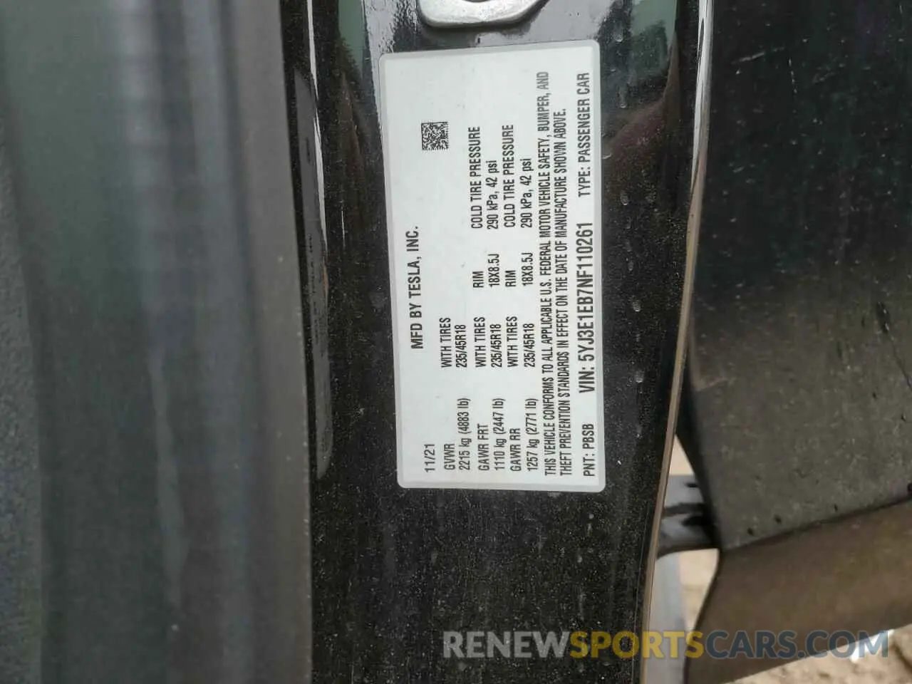 14 Photograph of a damaged car 5YJ3E1EB7NF110261 TESLA MODEL 3 2022