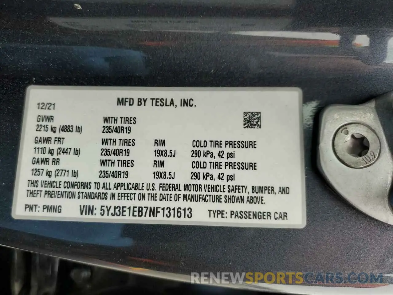 14 Photograph of a damaged car 5YJ3E1EB7NF131613 TESLA MODEL 3 2022