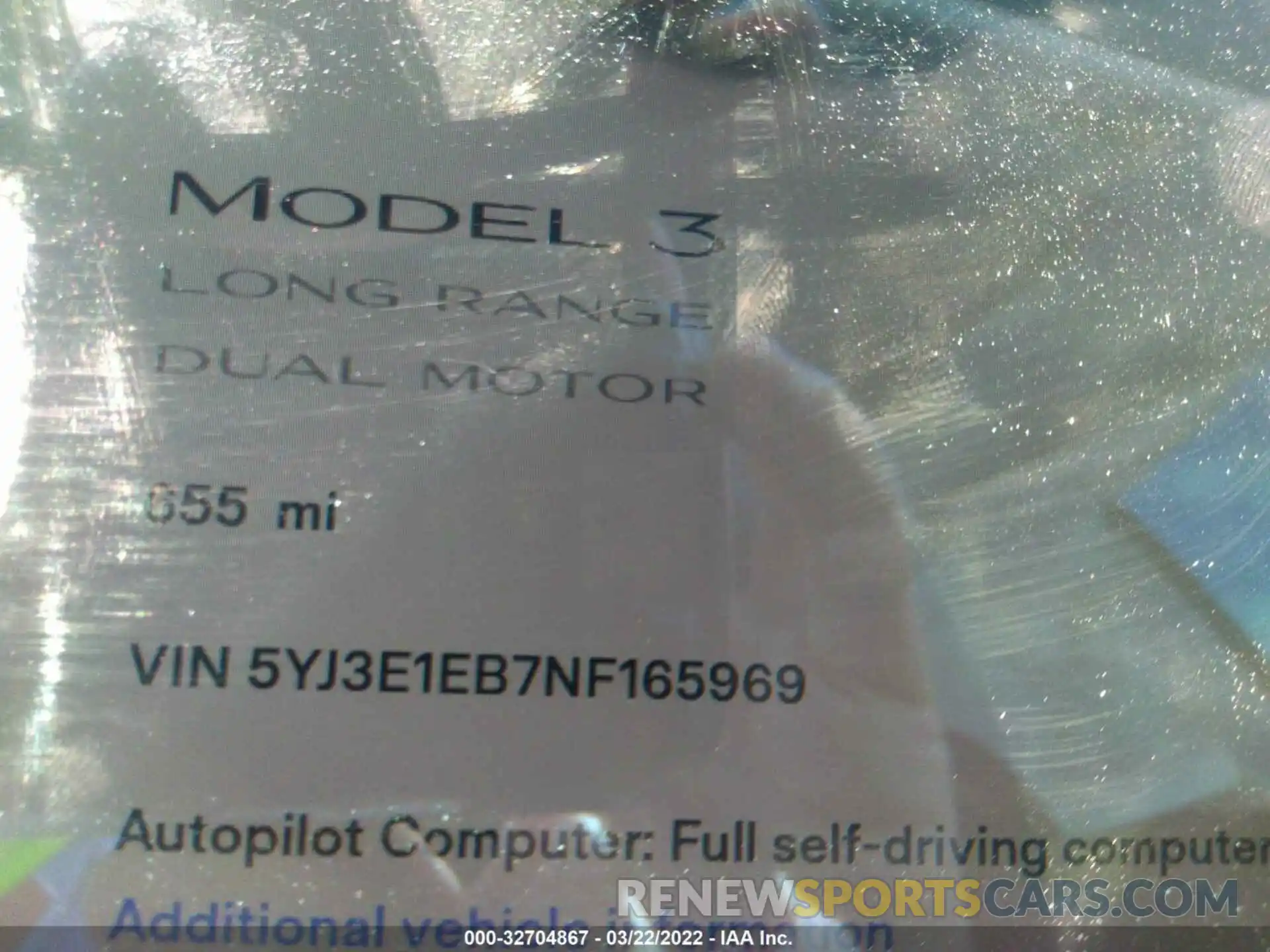 7 Photograph of a damaged car 5YJ3E1EB7NF165969 TESLA MODEL 3 2022