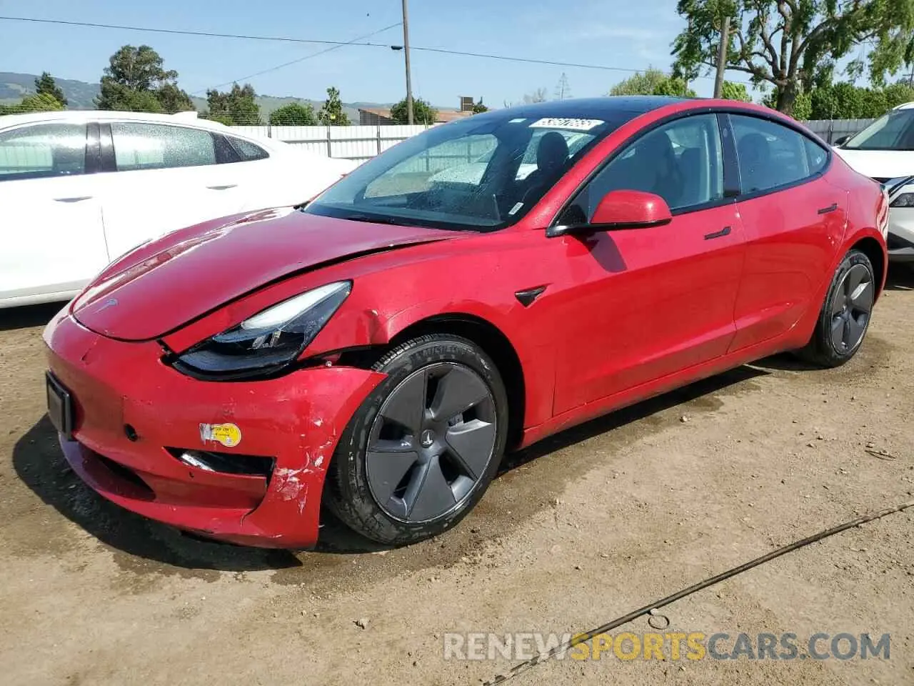 1 Photograph of a damaged car 5YJ3E1EB7NF176065 TESLA MODEL 3 2022
