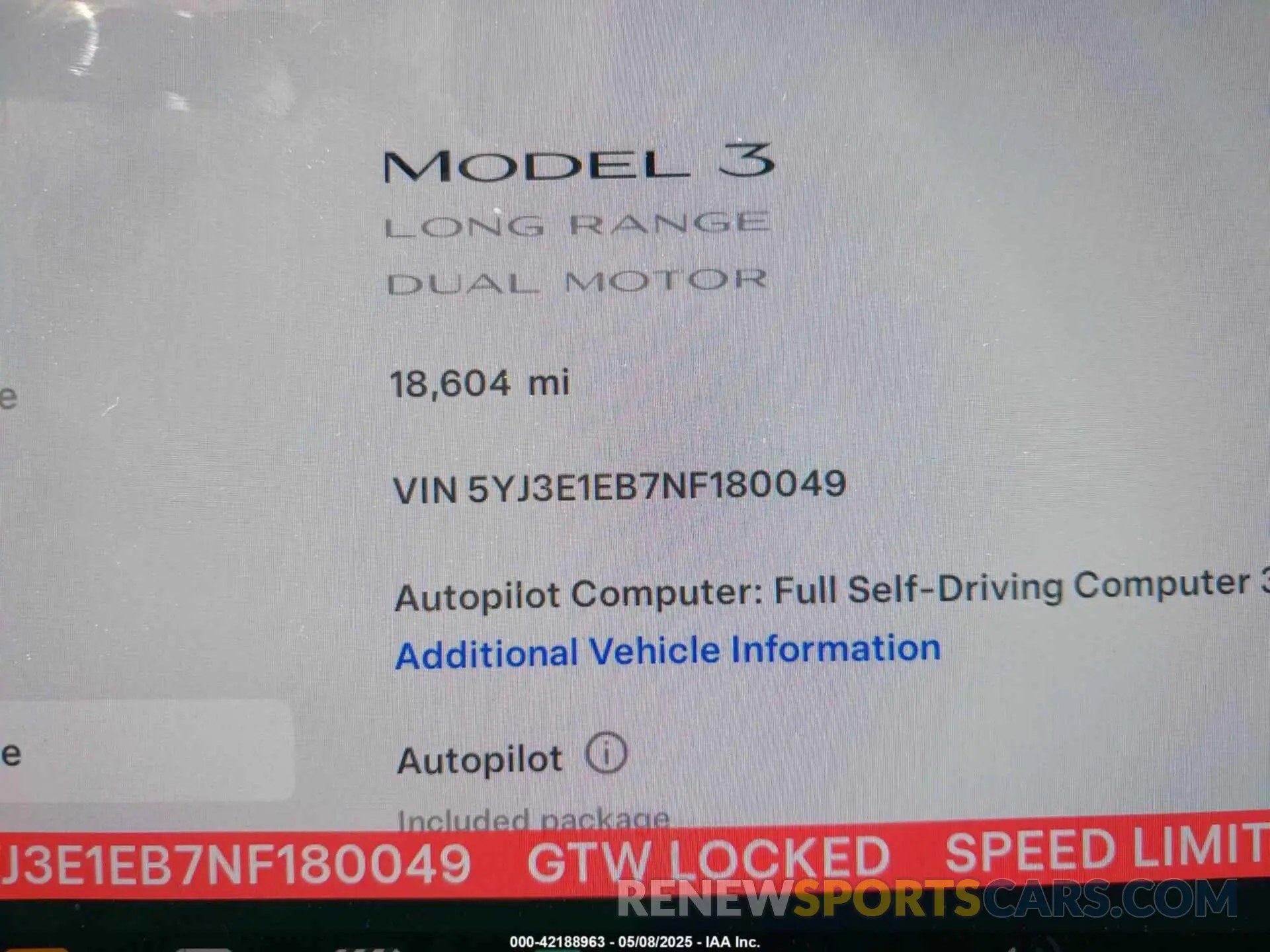 7 Photograph of a damaged car 5YJ3E1EB7NF180049 TESLA MODEL 3 2022