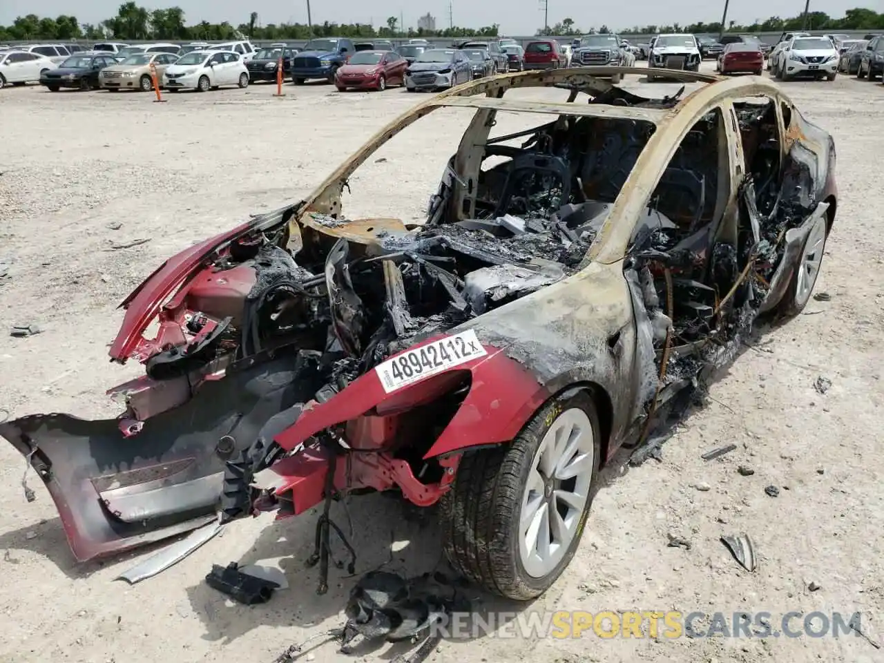 2 Photograph of a damaged car 5YJ3E1EB7NF193643 TESLA MODEL 3 2022