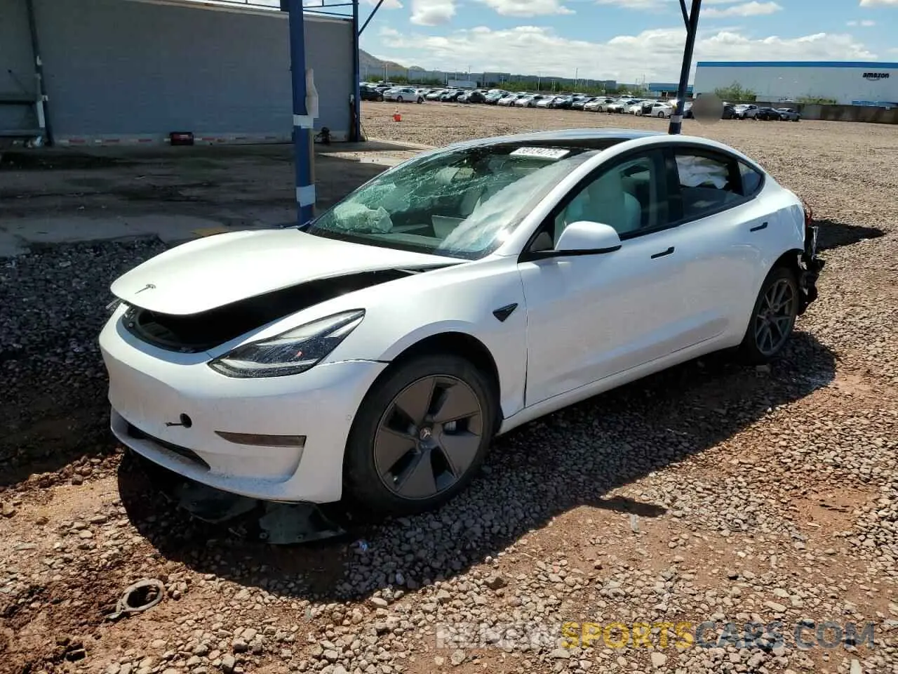 1 Photograph of a damaged car 5YJ3E1EB7NF228519 TESLA MODEL 3 2022