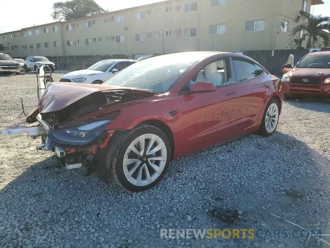 1 Photograph of a damaged car 5YJ3E1EB7NF343721 TESLA MODEL 3 2022