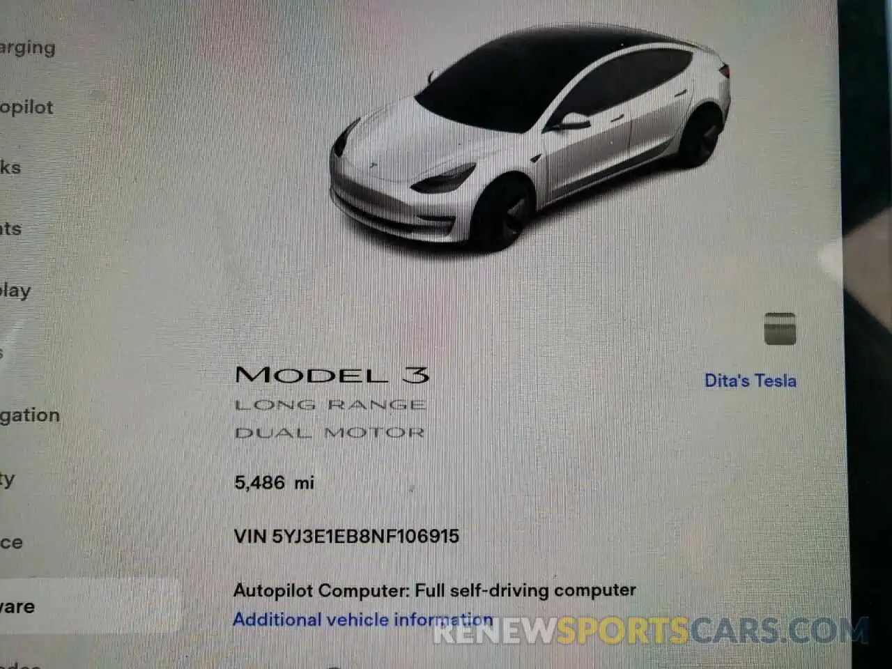 8 Photograph of a damaged car 5YJ3E1EB8NF106915 TESLA MODEL 3 2022