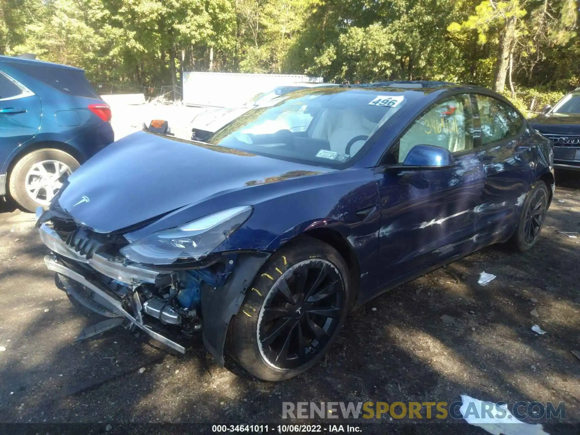 2 Photograph of a damaged car 5YJ3E1EB8NF111032 TESLA MODEL 3 2022