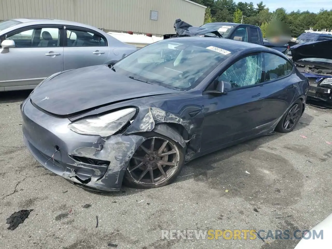 1 Photograph of a damaged car 5YJ3E1EB8NF182876 TESLA MODEL 3 2022