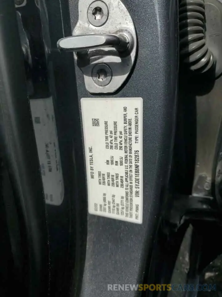 12 Photograph of a damaged car 5YJ3E1EB8NF182876 TESLA MODEL 3 2022