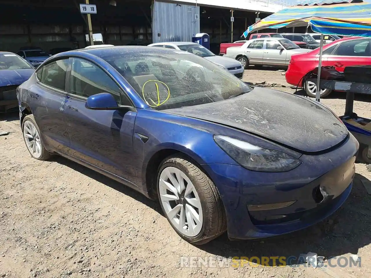 1 Photograph of a damaged car 5YJ3E1EB8NF187530 TESLA MODEL 3 2022