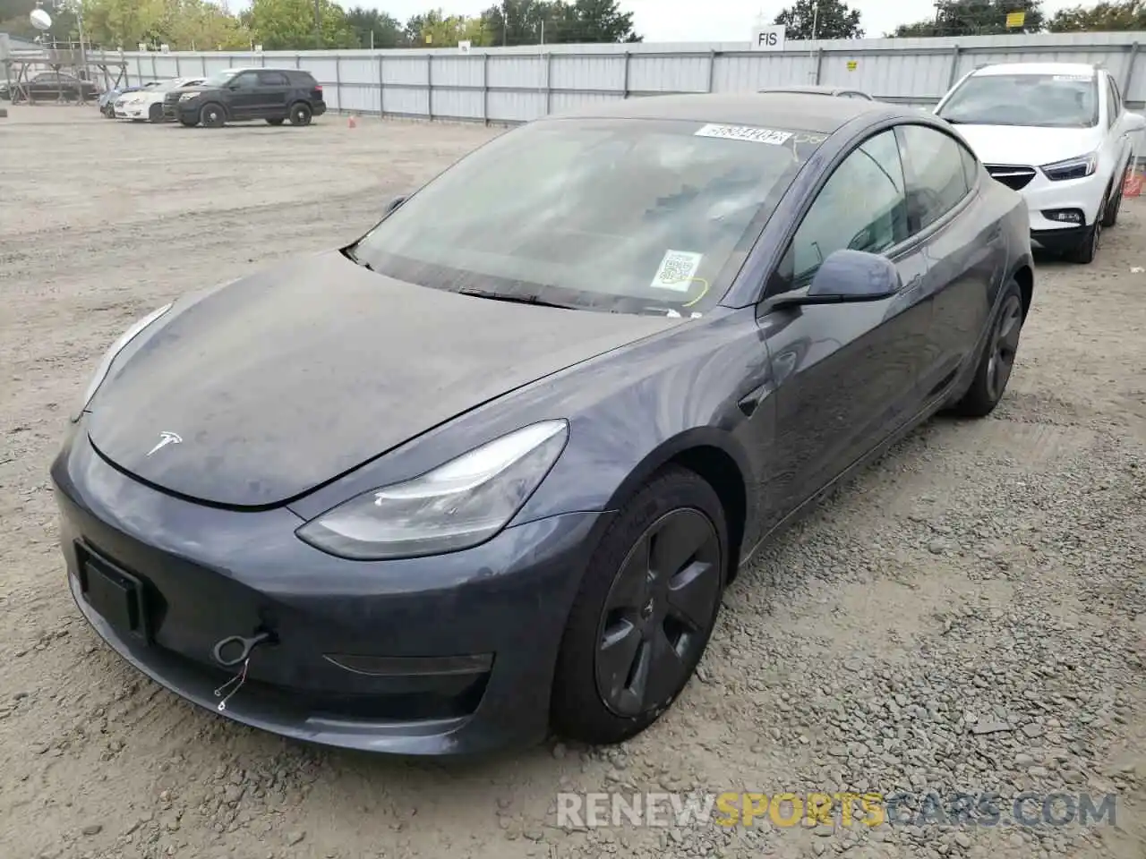 2 Photograph of a damaged car 5YJ3E1EB8NF188497 TESLA MODEL 3 2022