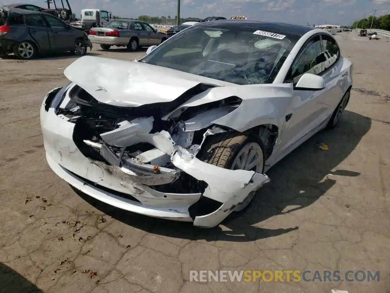 2 Photograph of a damaged car 5YJ3E1EB8NF192484 TESLA MODEL 3 2022