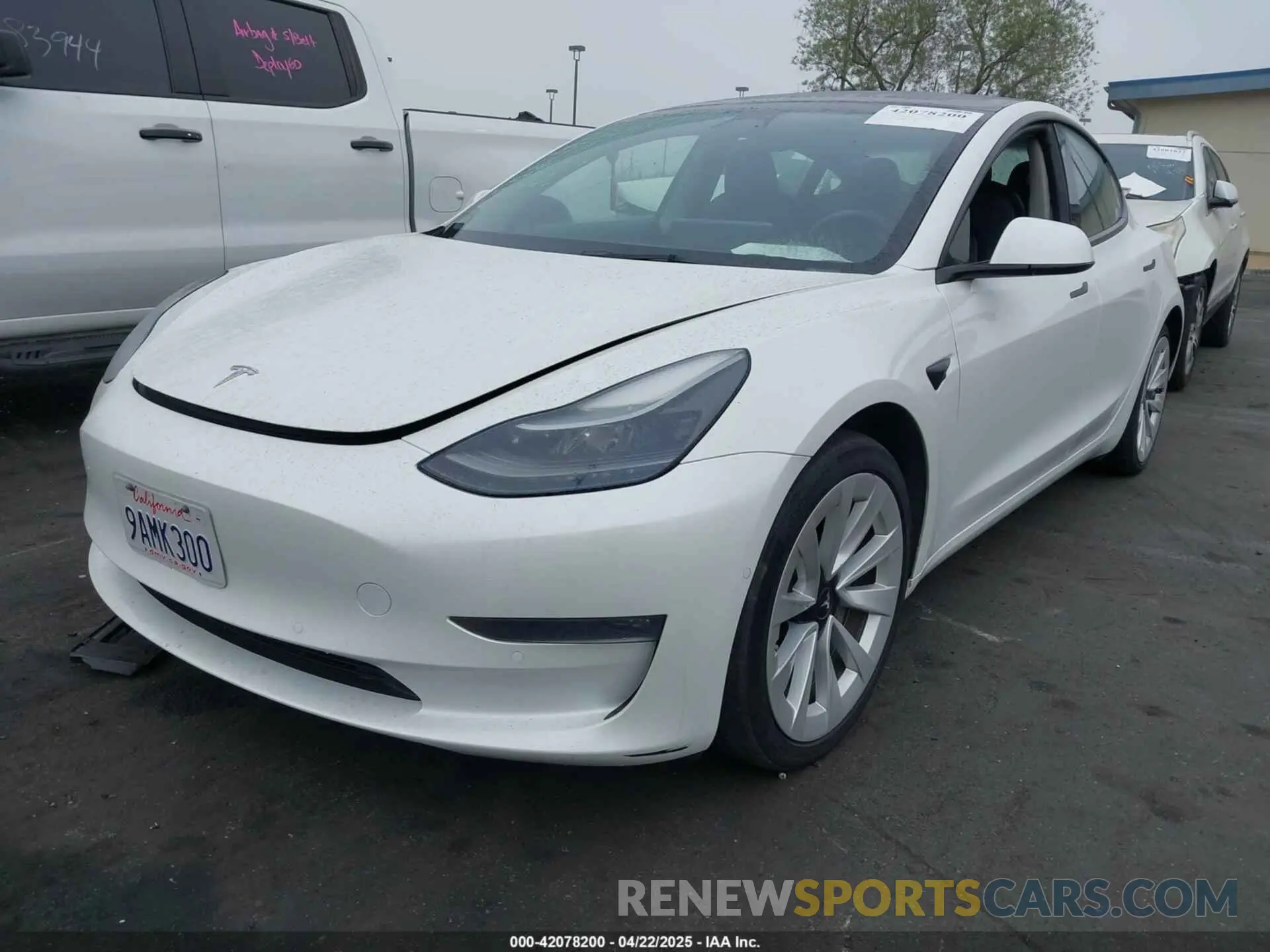 2 Photograph of a damaged car 5YJ3E1EB8NF195708 TESLA MODEL 3 2022