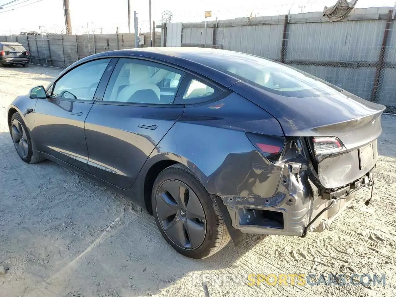 2 Photograph of a damaged car 5YJ3E1EB9NF128356 TESLA MODEL 3 2022