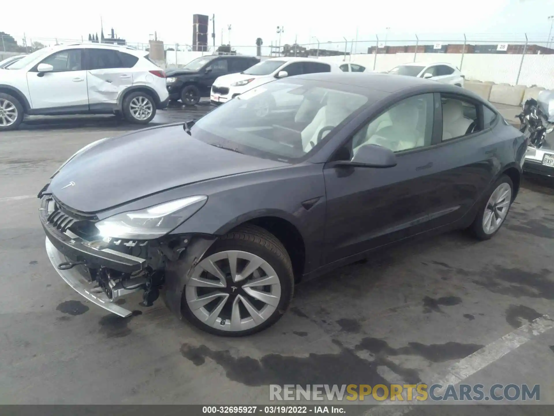 2 Photograph of a damaged car 5YJ3E1EB9NF136232 TESLA MODEL 3 2022