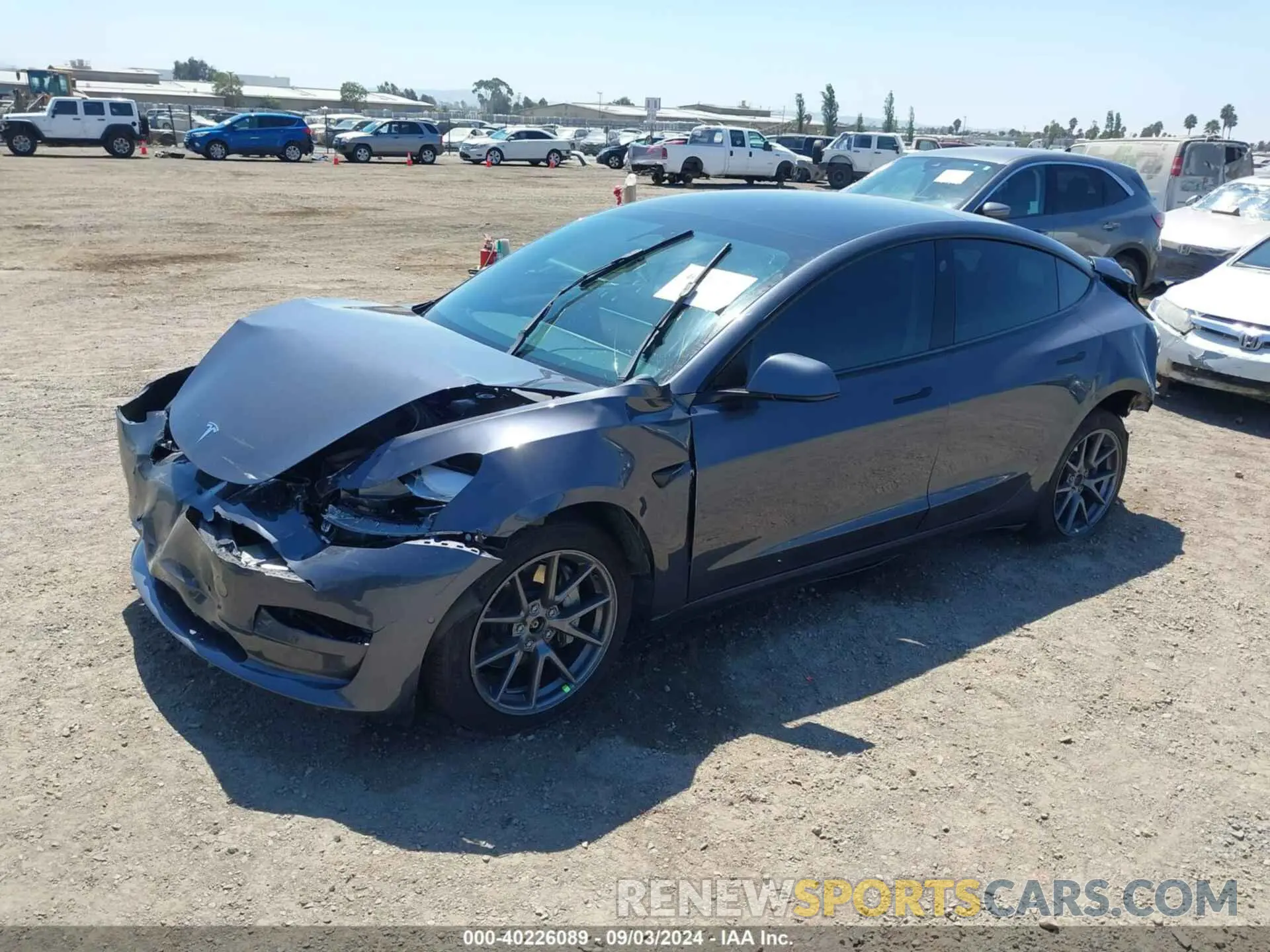 2 Photograph of a damaged car 5YJ3E1EB9NF184247 TESLA MODEL 3 2022