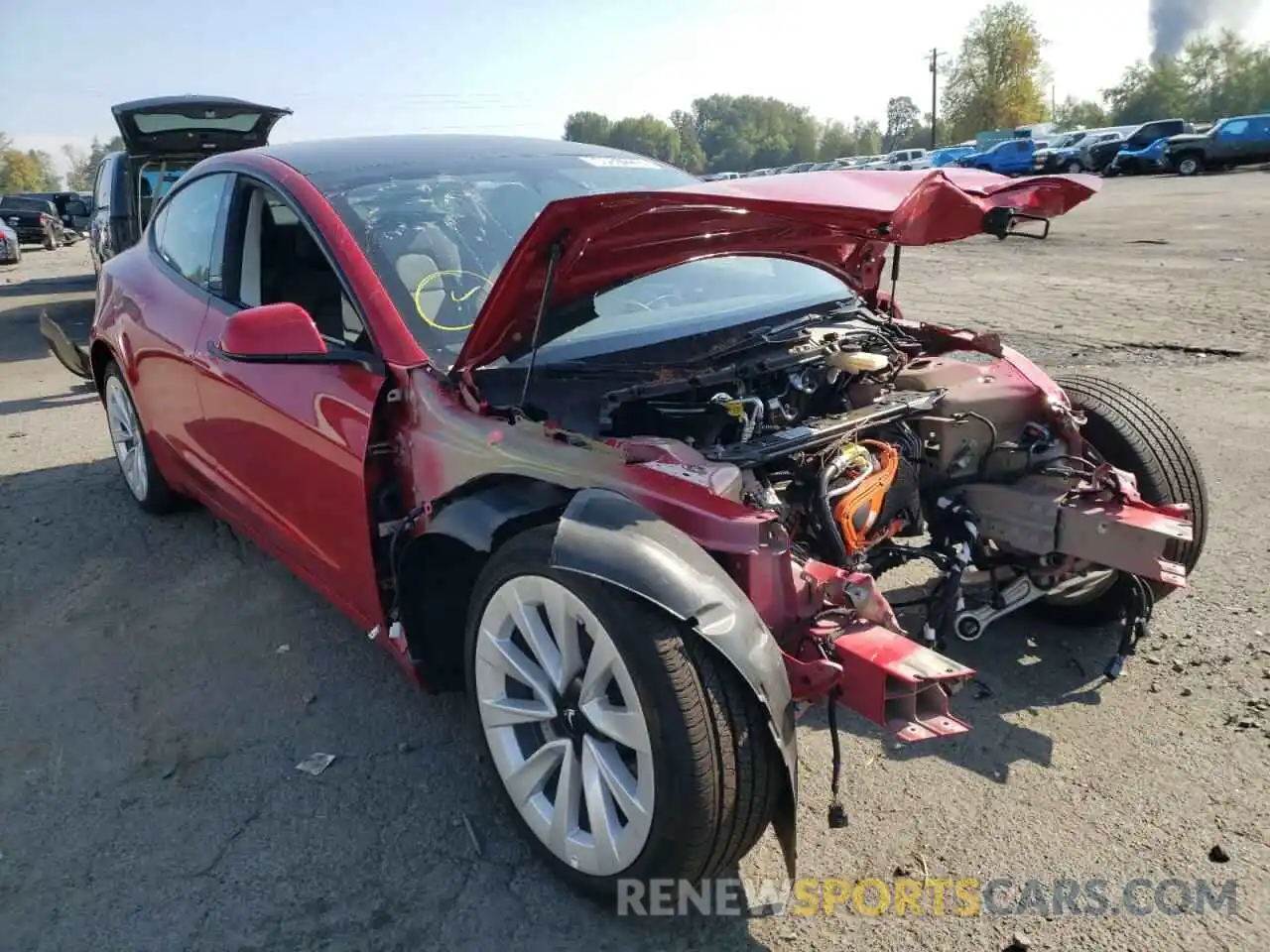 1 Photograph of a damaged car 5YJ3E1EB9NF192512 TESLA MODEL 3 2022