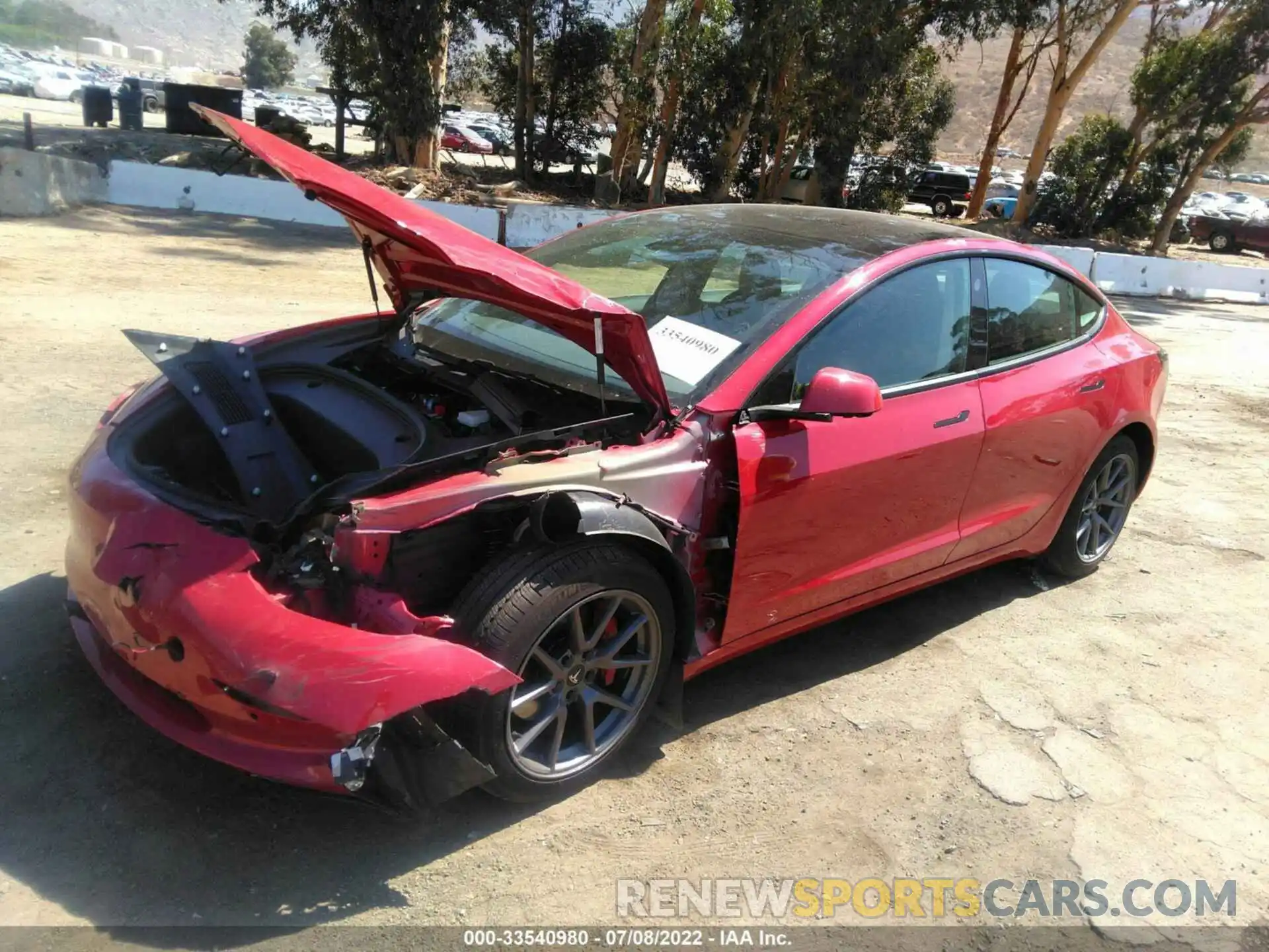 2 Photograph of a damaged car 5YJ3E1EB9NF240784 TESLA MODEL 3 2022