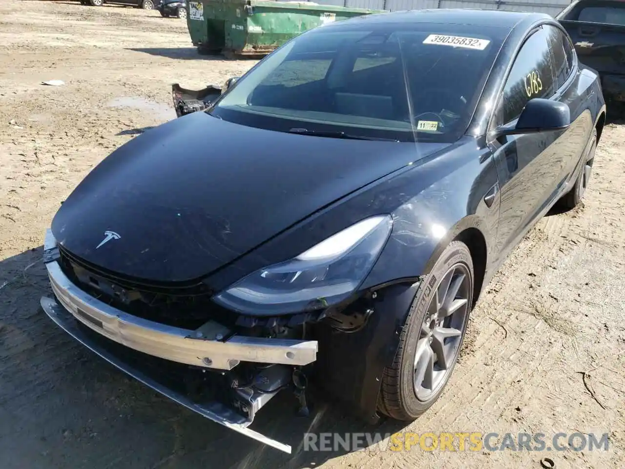 2 Photograph of a damaged car 5YJ3E1EBXNF108410 TESLA MODEL 3 2022