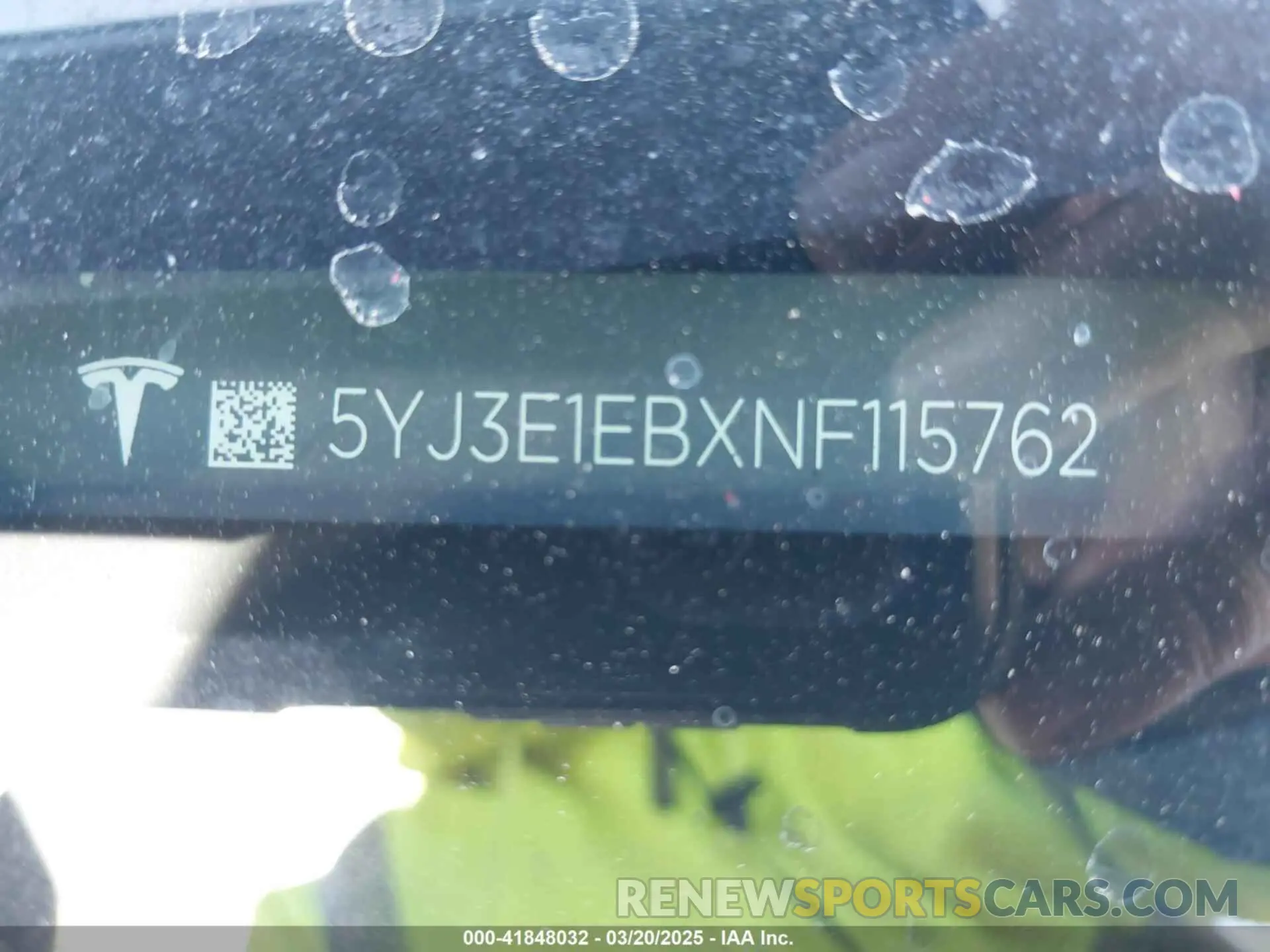 20 Photograph of a damaged car 5YJ3E1EBXNF115762 TESLA MODEL 3 2022