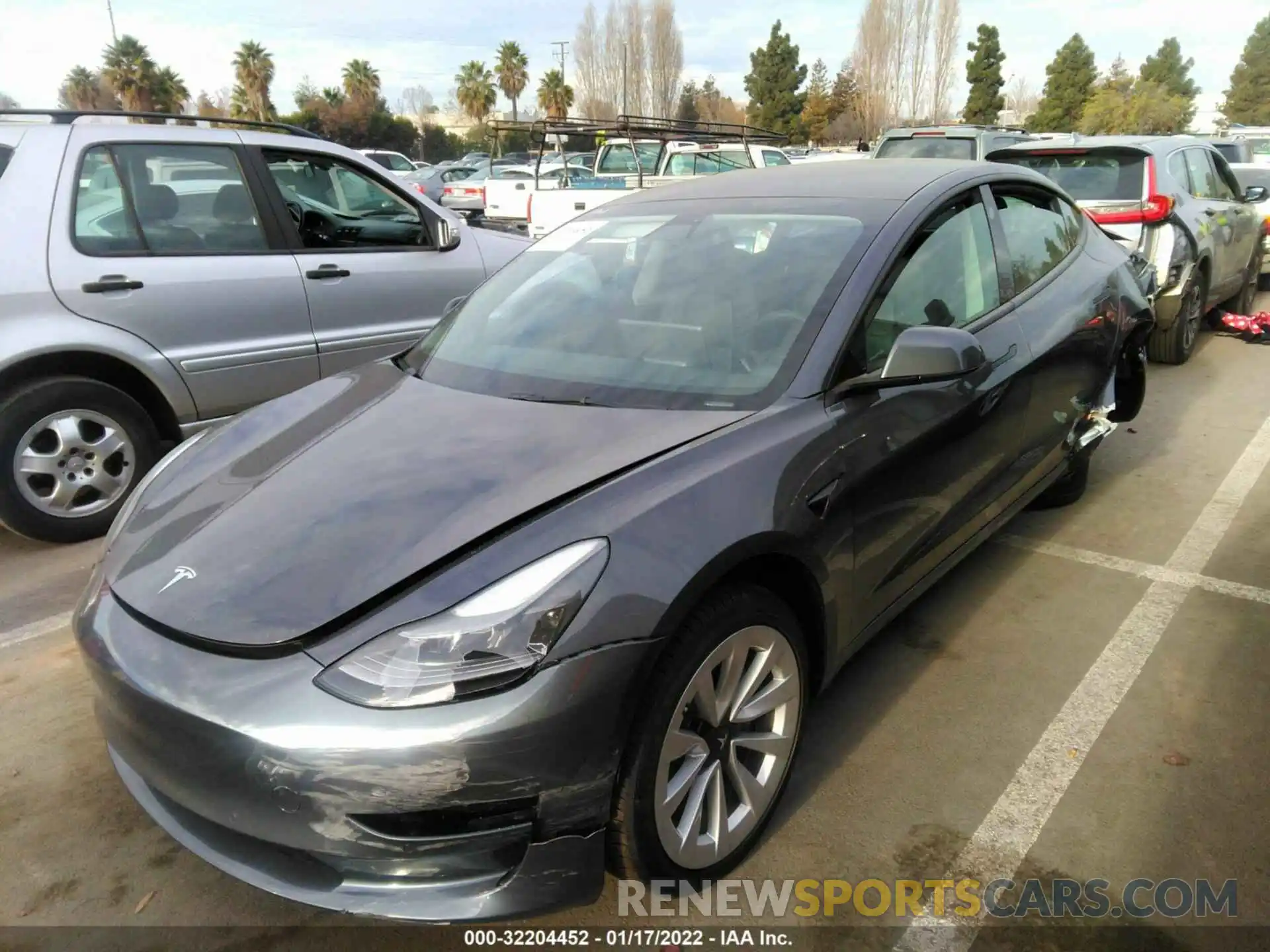 2 Photograph of a damaged car 5YJ3E1EBXNF127734 TESLA MODEL 3 2022