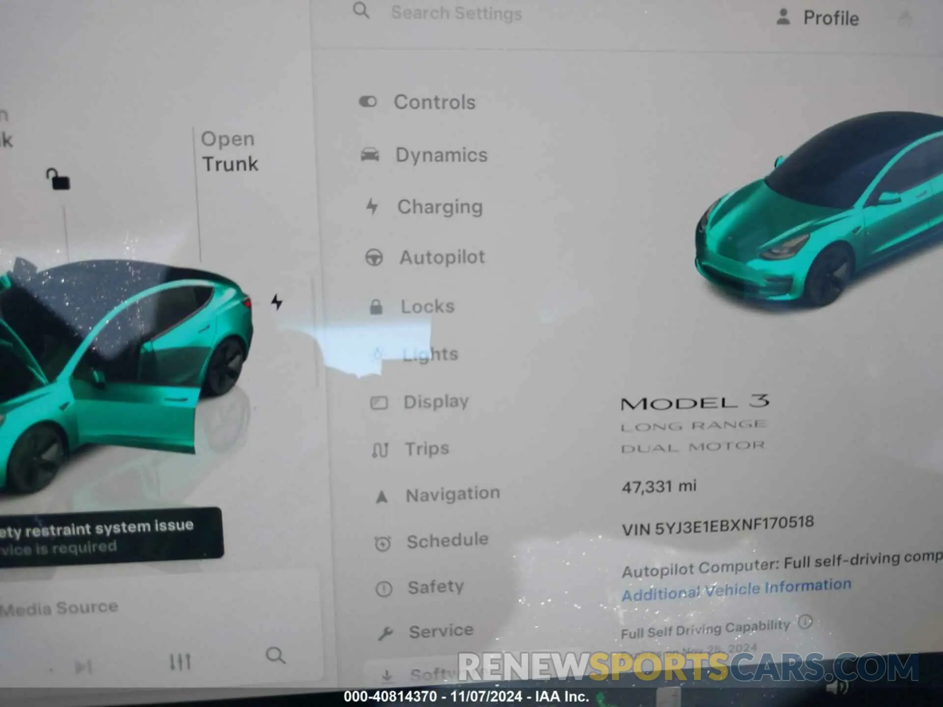 7 Photograph of a damaged car 5YJ3E1EBXNF170518 TESLA MODEL 3 2022