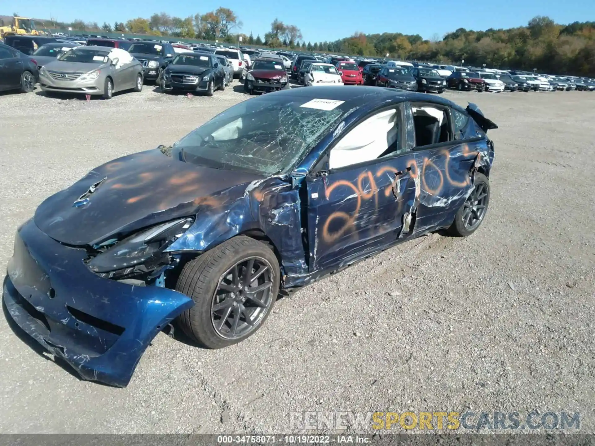 2 Photograph of a damaged car 5YJ3E1EBXNF334561 TESLA MODEL 3 2022