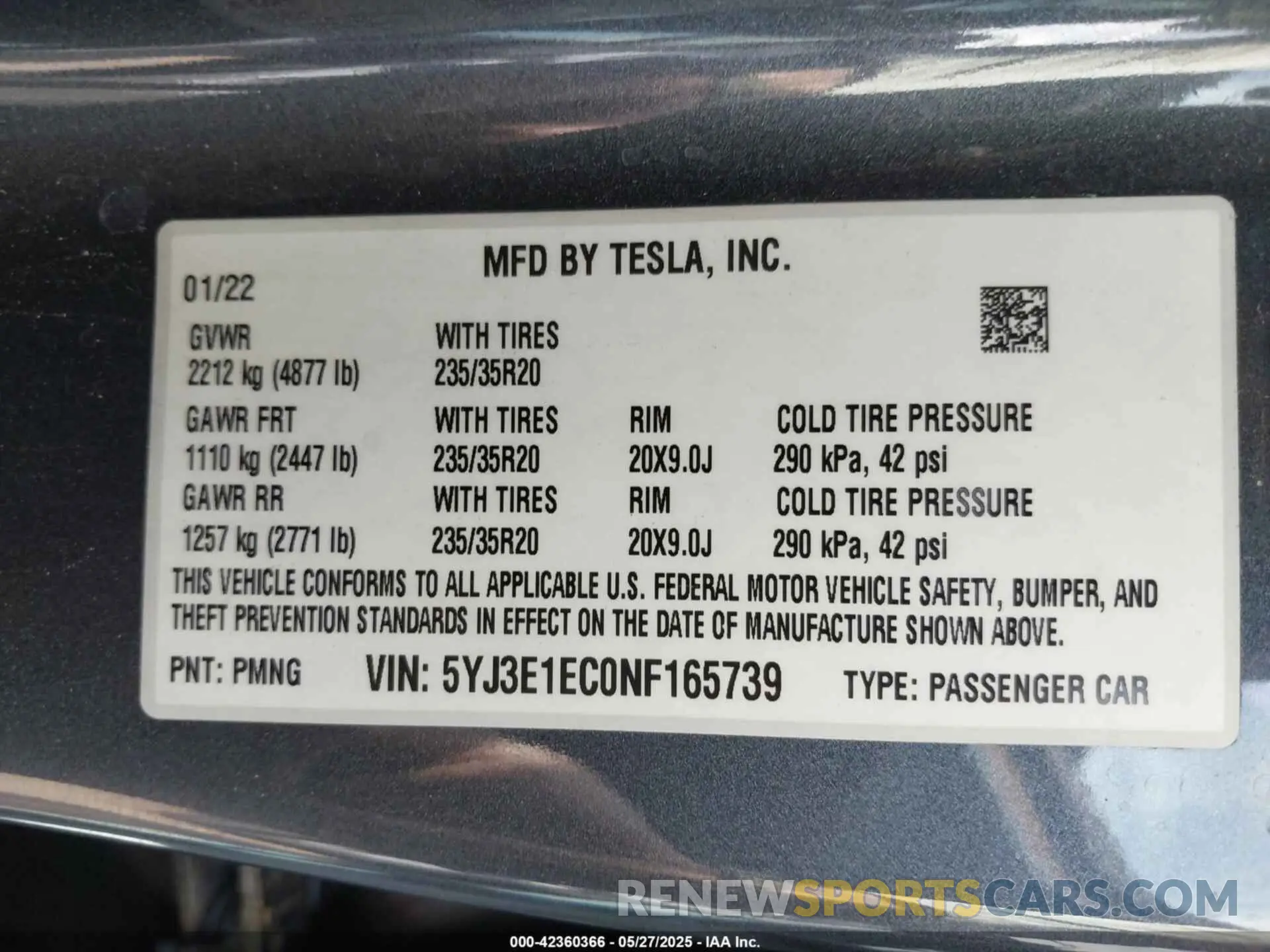 9 Photograph of a damaged car 5YJ3E1EC0NF165739 TESLA MODEL 3 2022