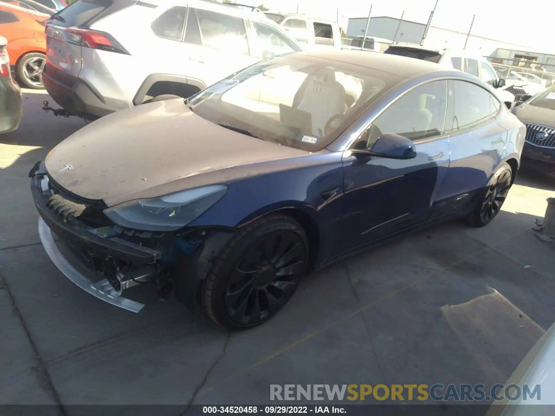 2 Photograph of a damaged car 5YJ3E1EC0NF237944 TESLA MODEL 3 2022