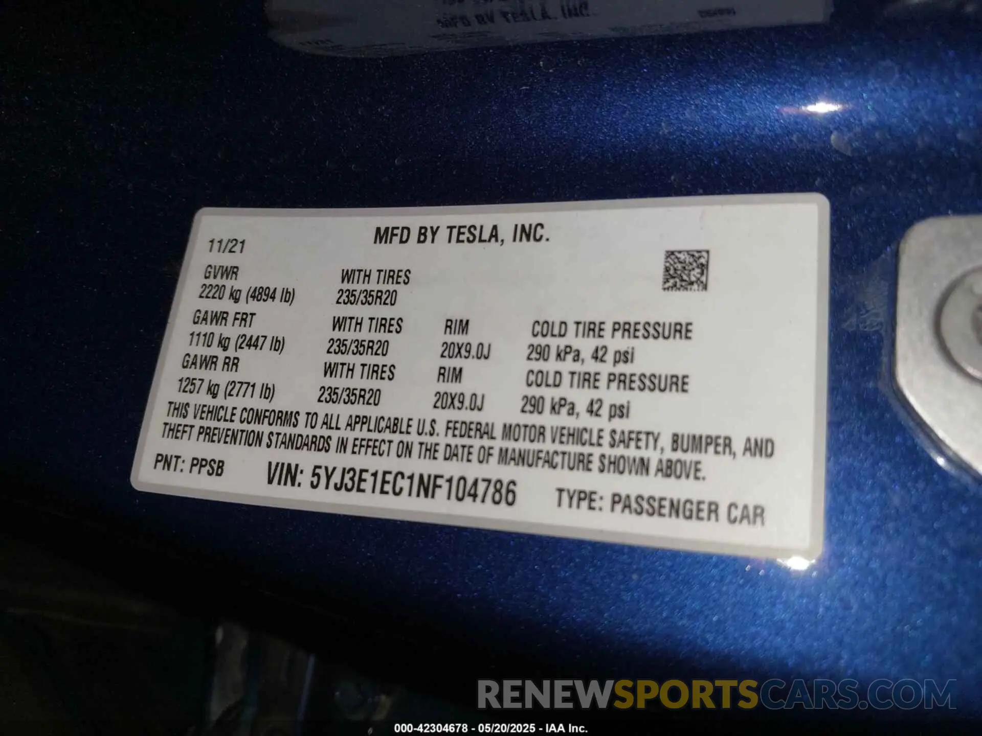 9 Photograph of a damaged car 5YJ3E1EC1NF104786 TESLA MODEL 3 2022
