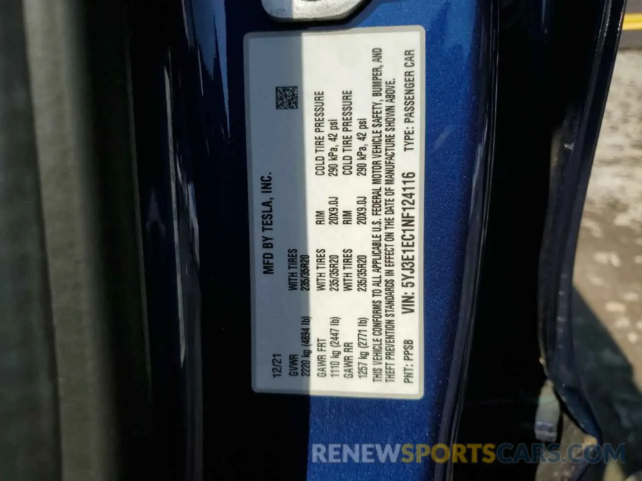 12 Photograph of a damaged car 5YJ3E1EC1NF124116 TESLA MODEL 3 2022