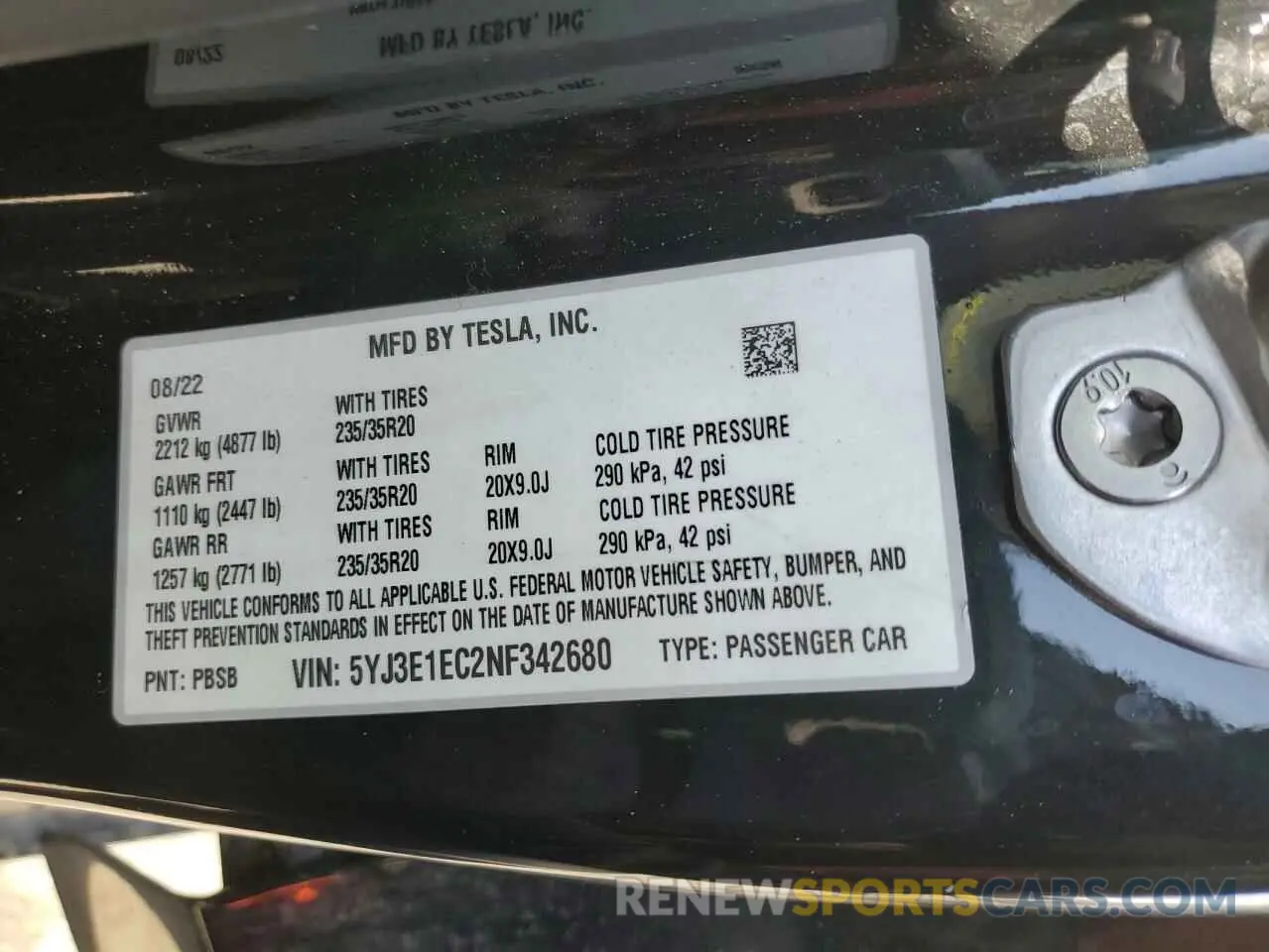 12 Photograph of a damaged car 5YJ3E1EC2NF342680 TESLA MODEL 3 2022