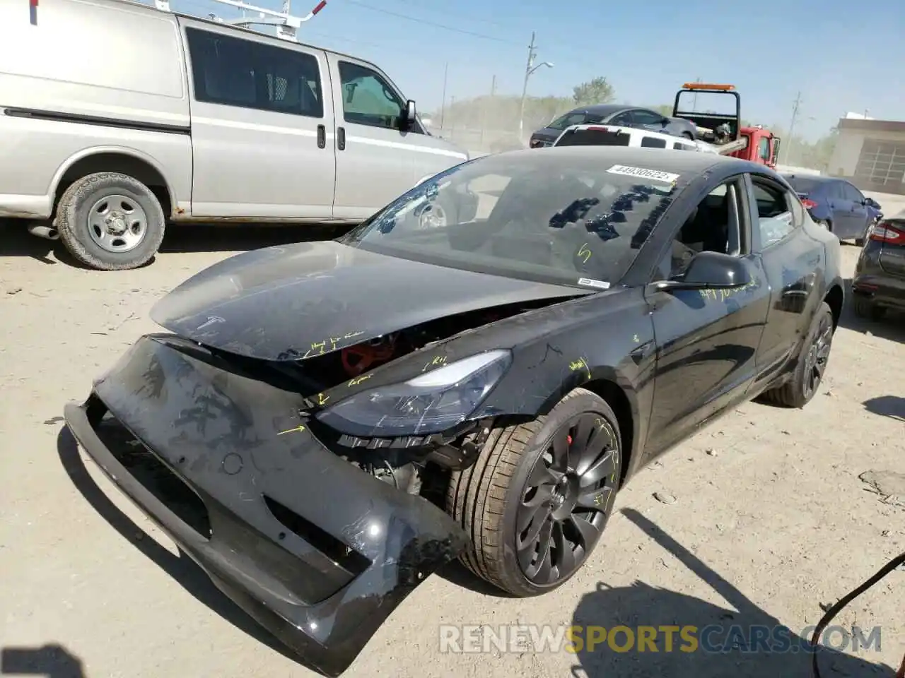 2 Photograph of a damaged car 5YJ3E1EC6NF163428 TESLA MODEL 3 2022