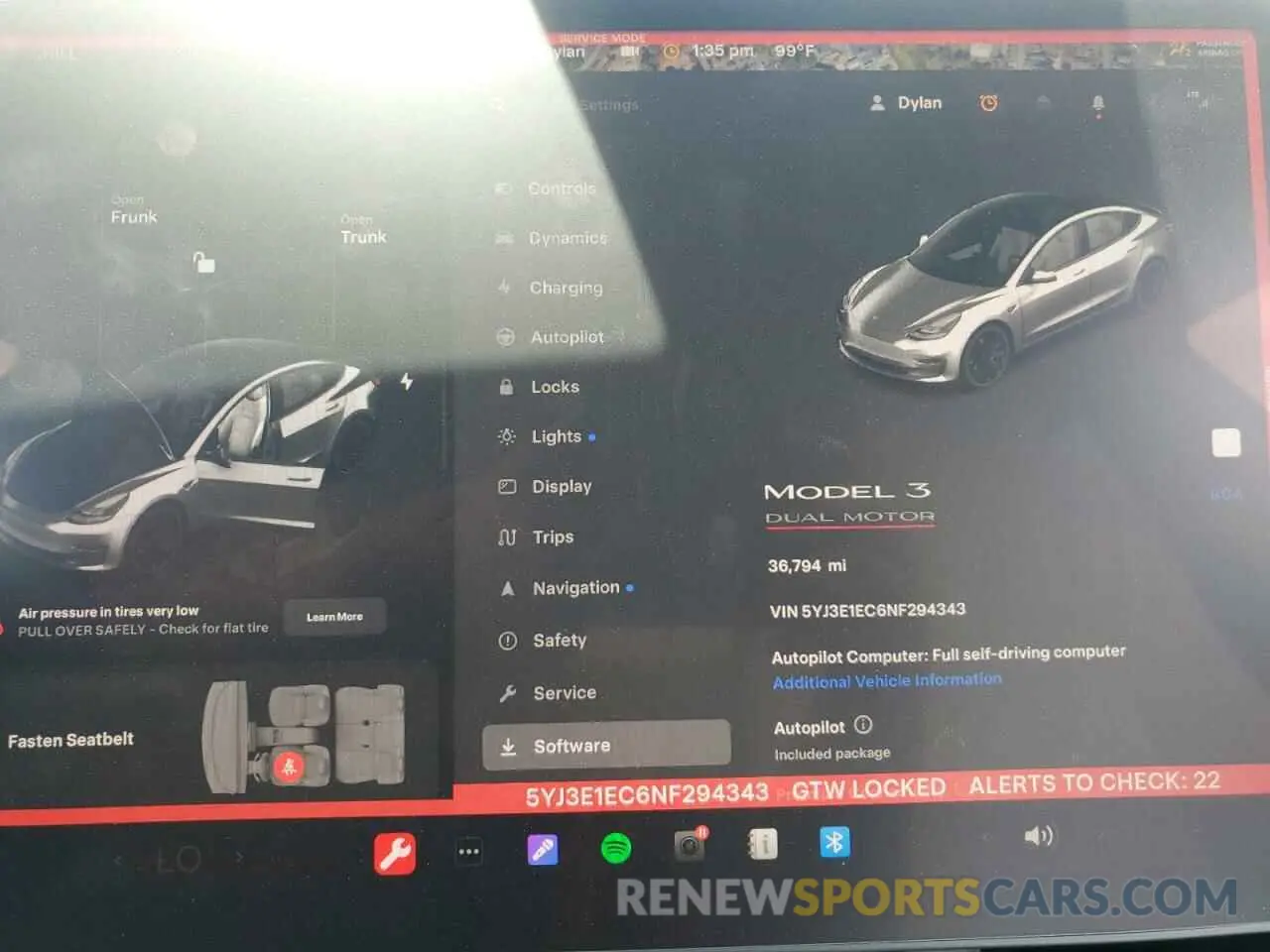 9 Photograph of a damaged car 5YJ3E1EC6NF294343 TESLA MODEL 3 2022