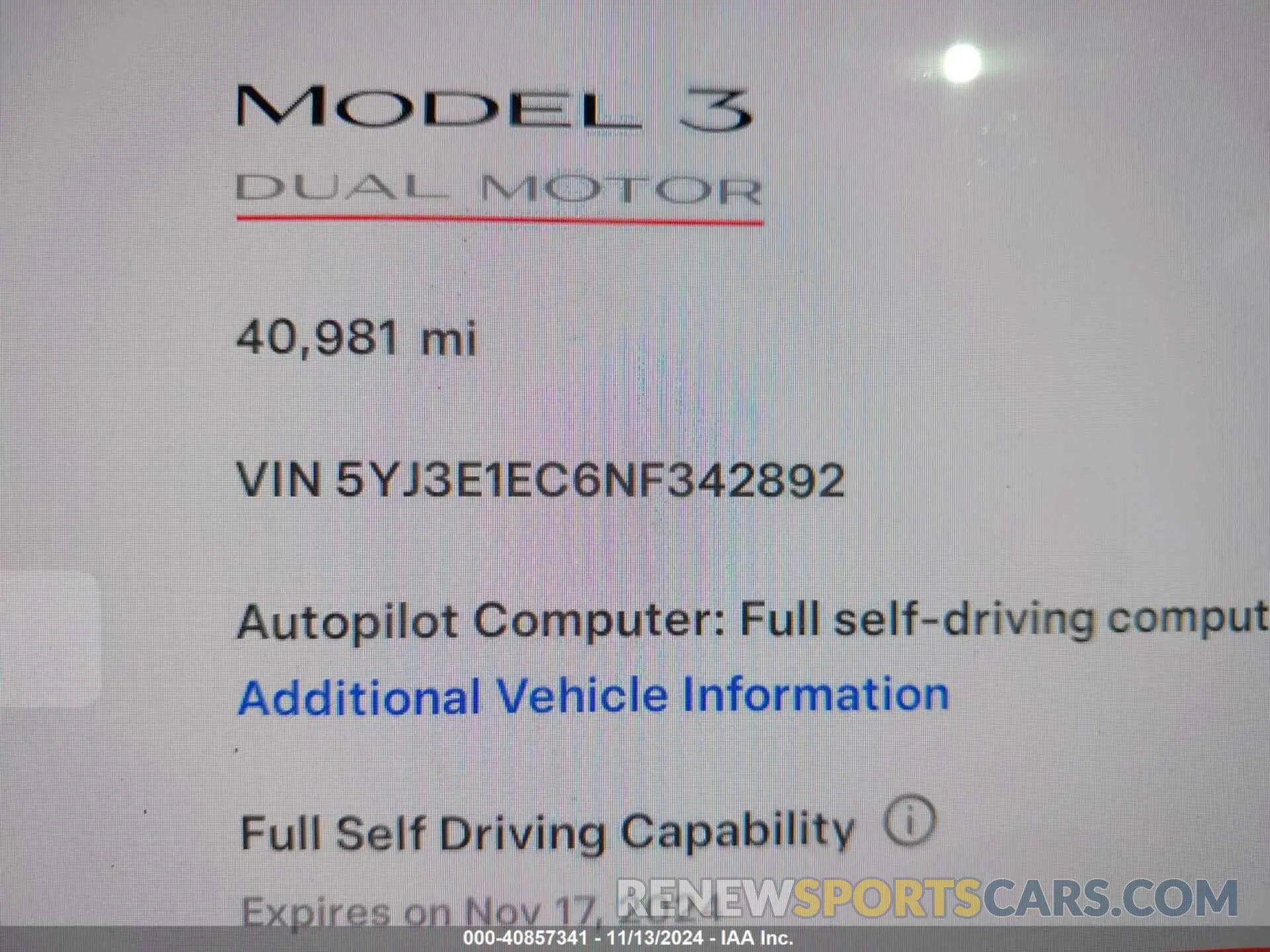 7 Photograph of a damaged car 5YJ3E1EC6NF342892 TESLA MODEL 3 2022