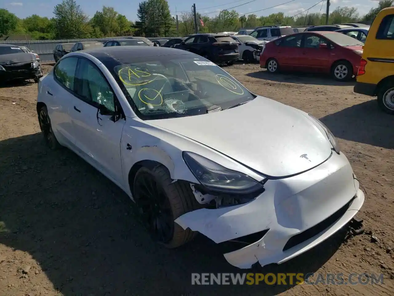 1 Photograph of a damaged car 5YJ3E1EC8NF105708 TESLA MODEL 3 2022