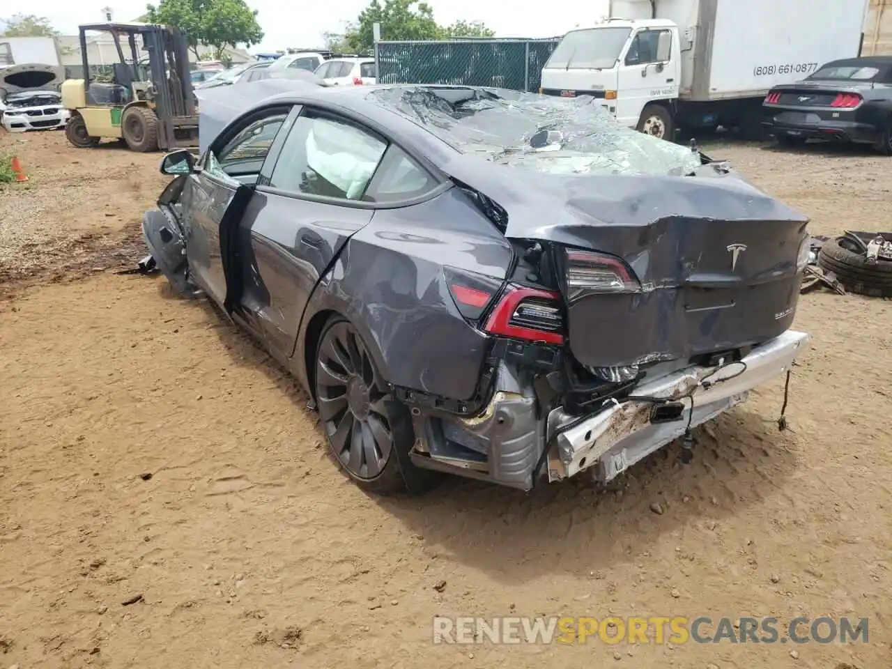 3 Photograph of a damaged car 5YJ3E1EC8NF154097 TESLA MODEL 3 2022